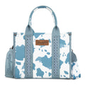 Wrangler Leopard/Cow Print Tote Bag for Women Western Purse Boho Top Handle Satchel Handbag with Signature Strap