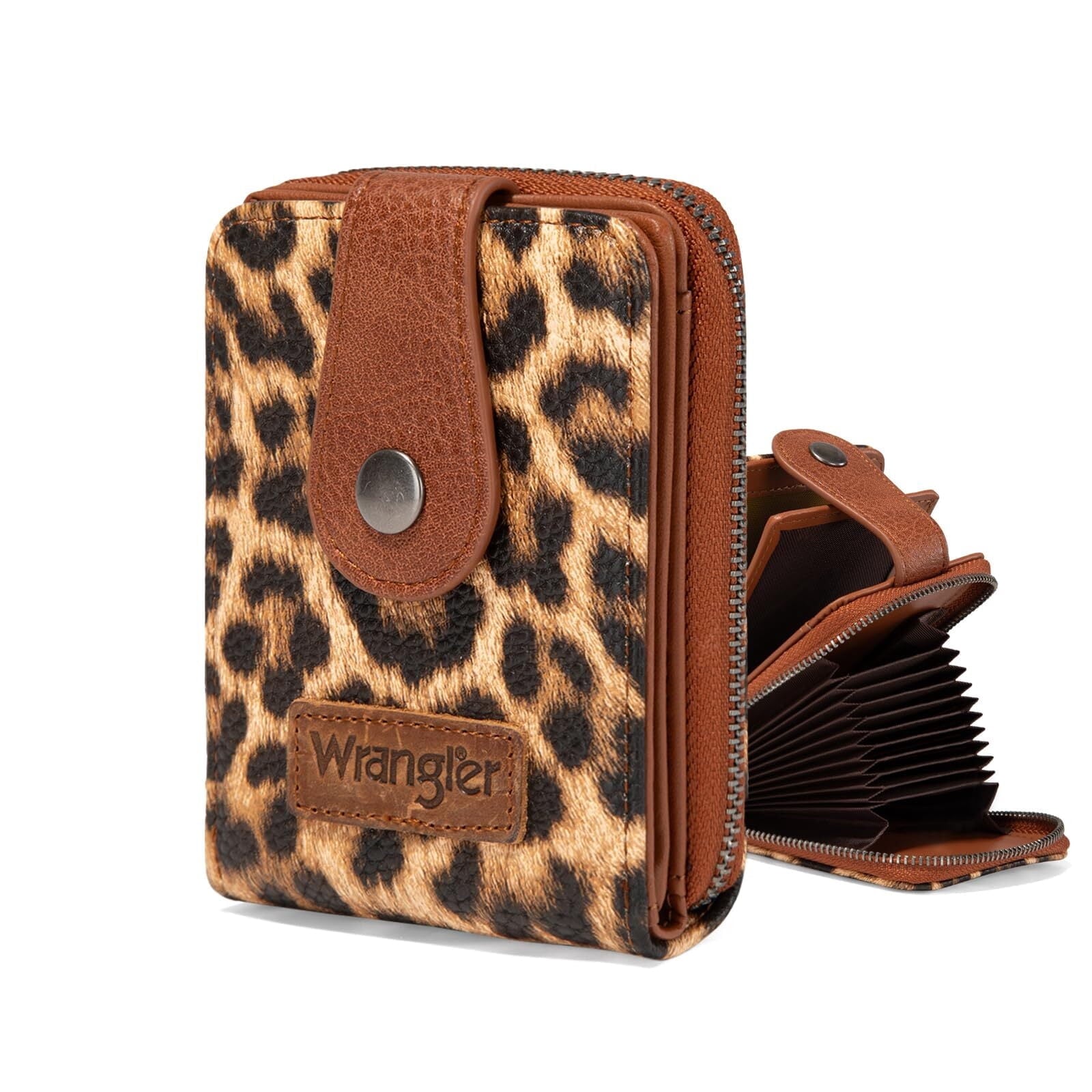 Wrangler Cow Print Wallet Women Small Credit Card Holder with Rfid Blocking Zip Credit Card Case,Compact & Easy to Carry Gifts for Women