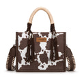 Wrangler Tote Bag Cow Print Western Satchel Bags for Women with Braided Rope Handle
