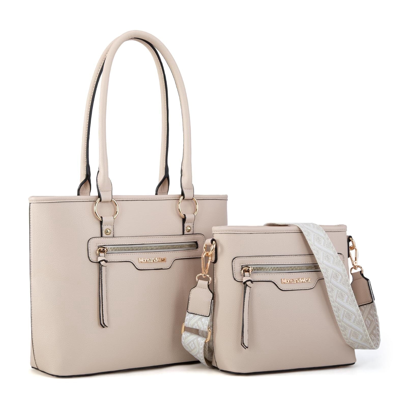 Montana West 2Pcs Handbags Set for Women Large Tote Bags Purse with Cute Crossbody bags
