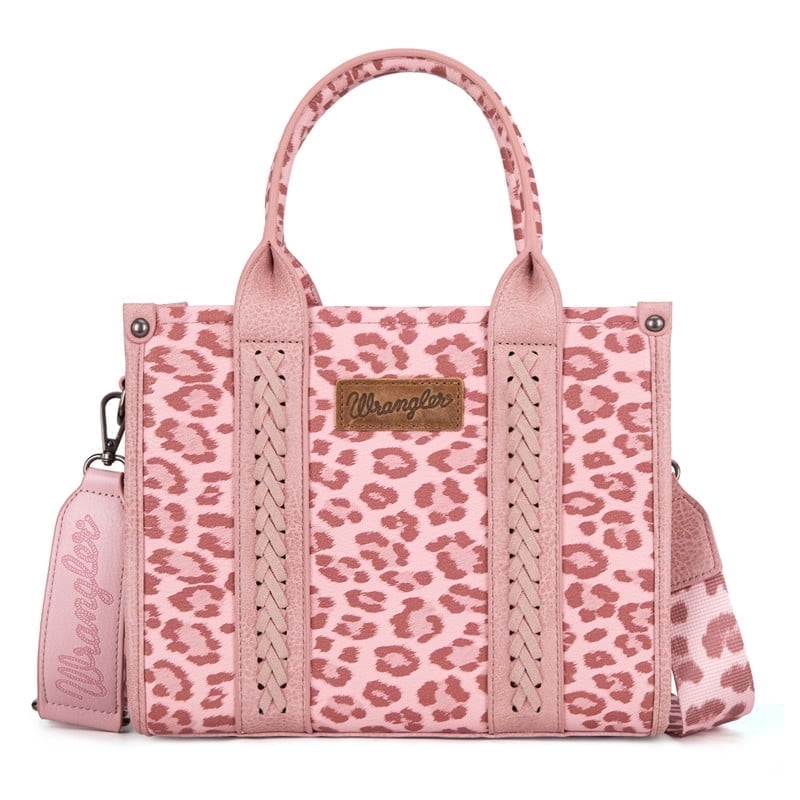 Wrangler Leopard/Cow Print Tote Bag for Women Western Purse Boho Top Handle Satchel Handbag with Signature Strap