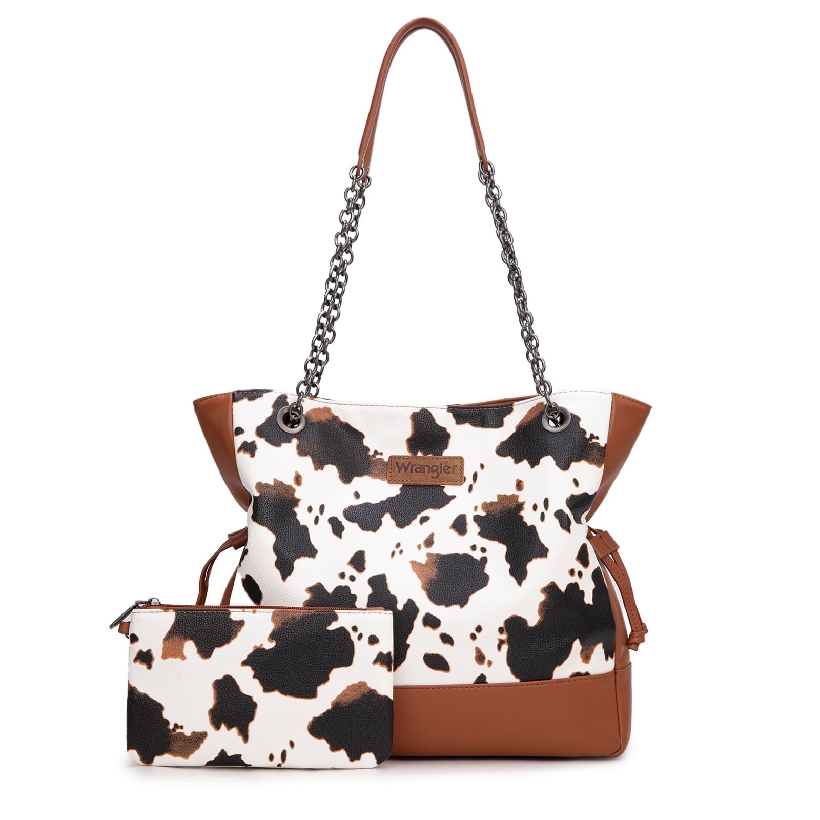 Wrangler Tote Bag for Women 2PCS Purses and Handbags Drawstring Shoulder Bag with Chain Straps