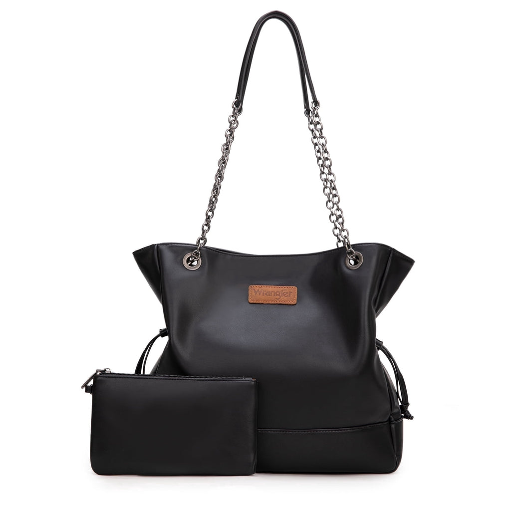 Wrangler Tote Bag for Women 2PCS Purses and Handbags Drawstring Shoulder Bag with Chain Strap