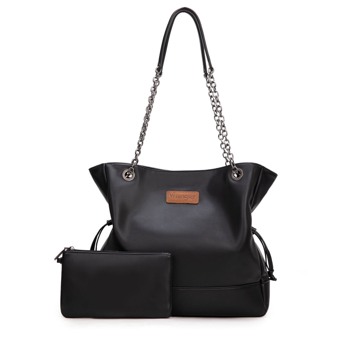 Wrangler Tote Bag for Women 2PCS Purses and Handbags Drawstring Shoulder Bag with Chain Strap