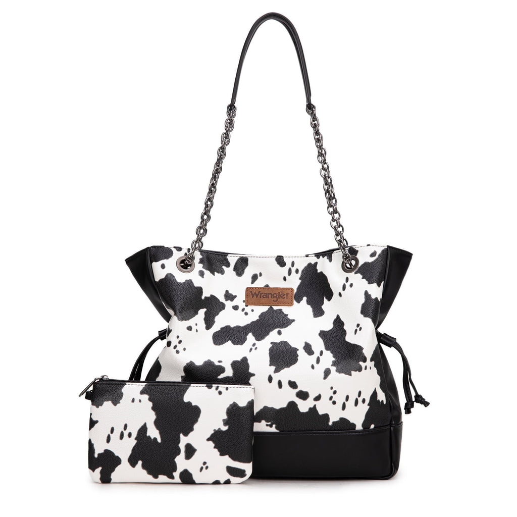 Wrangler Tote Bag for Women 2PCS Purses and Handbags Drawstring Shoulder Bag with Chain Strap