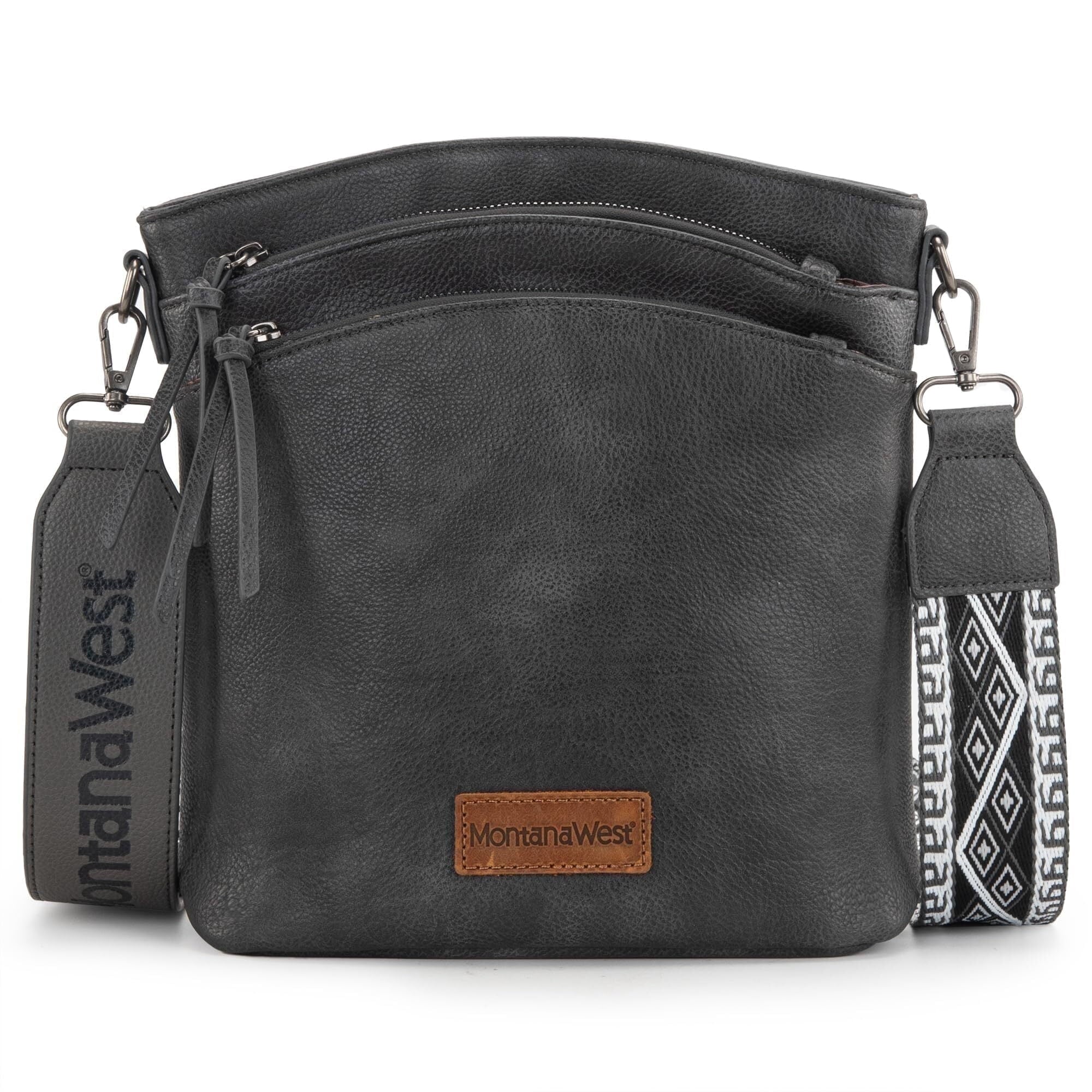 Montana West Multi Zip Pocket Large Crossbody Bag With Guitar Strap