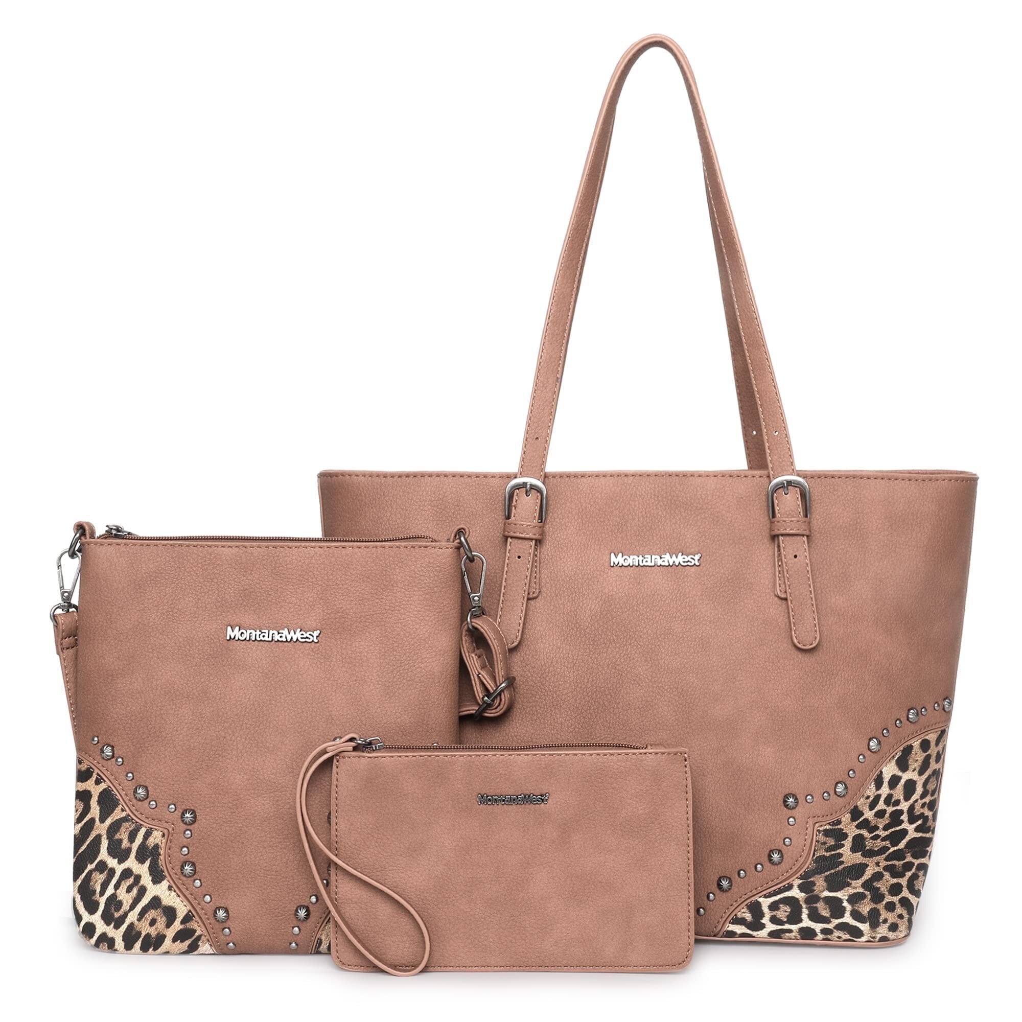 Montana West Purses for Women Tote Bag 3Pcs Set Leopard Print Satchel Handbags