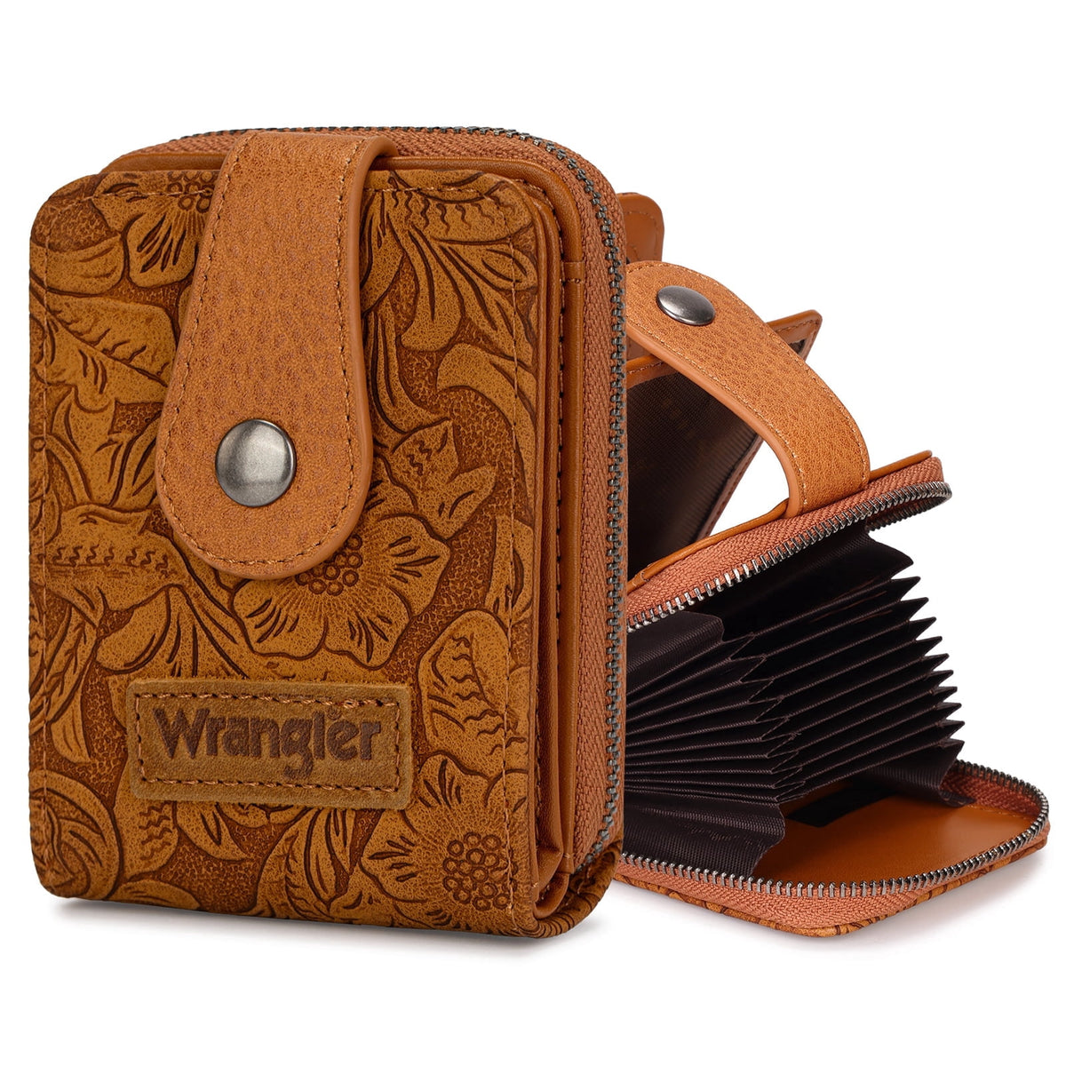 Wrangler Credit Card Holder Small Wallets for Women Compact Credit Card Case With Smooth Zipper and ID Window