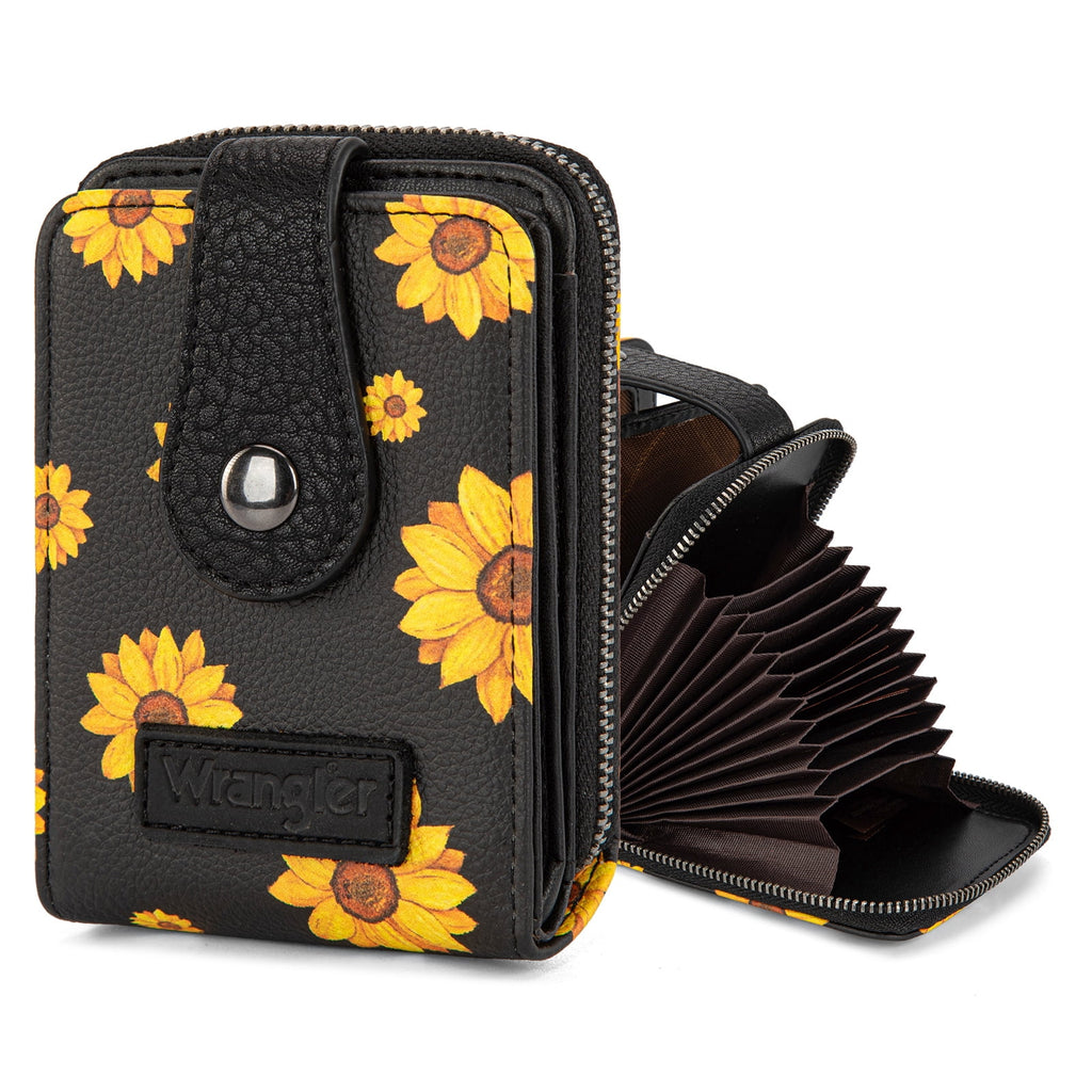 Wrangler Credit Card Holder Small Wallets for Women Compact Credit Card Case With Smooth Zipper and ID Window