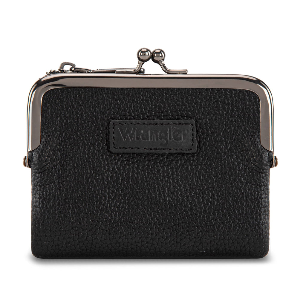 Wrangler Women's Wallet RFID Blocking Wallets Small Bifold Credit Card Holder with Kiss Clasp