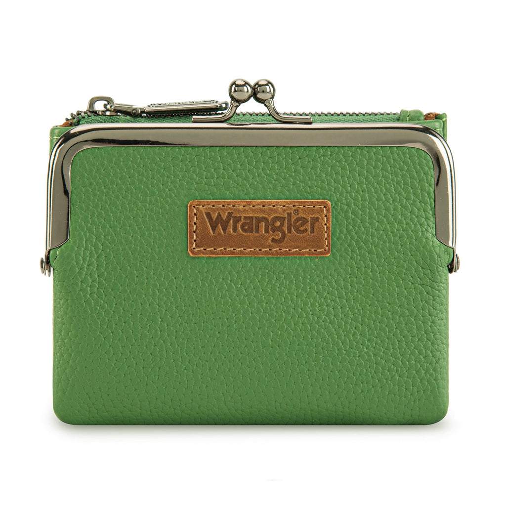Wrangler Women's Wallet RFID Blocking Wallets Small Bifold Credit Card Holder with Kiss Clasp