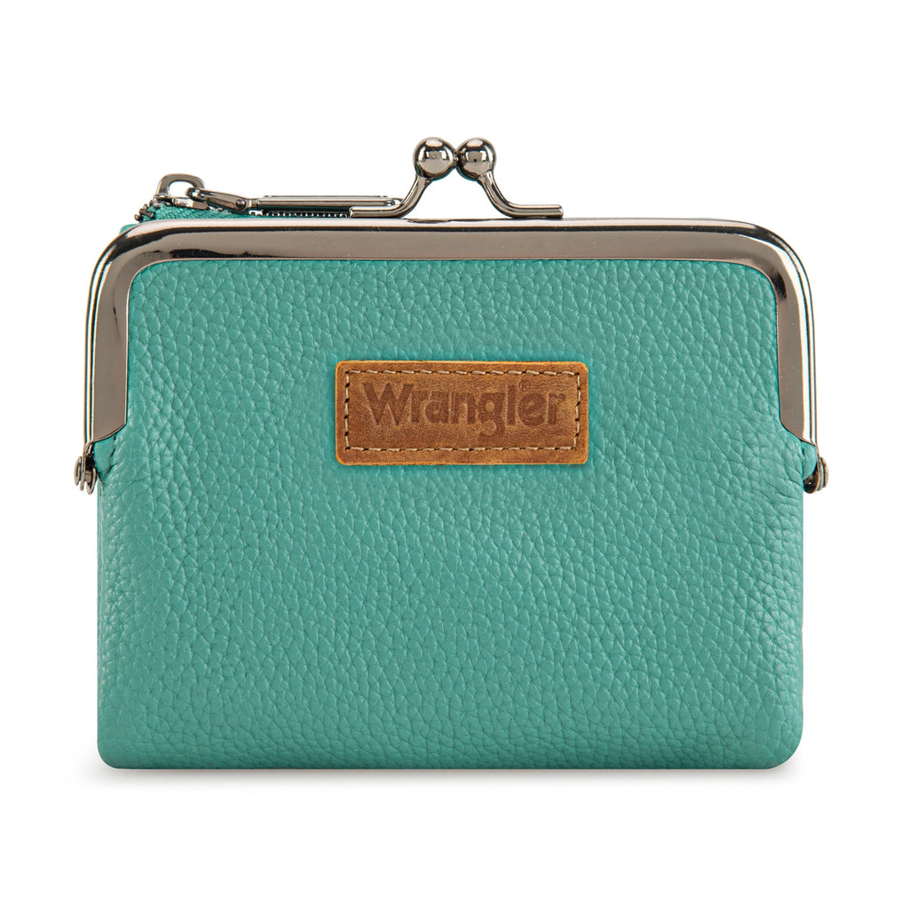 Wrangler Women's Wallet RFID Blocking Wallets Small Bifold Credit Card Holder with Kiss Clasp