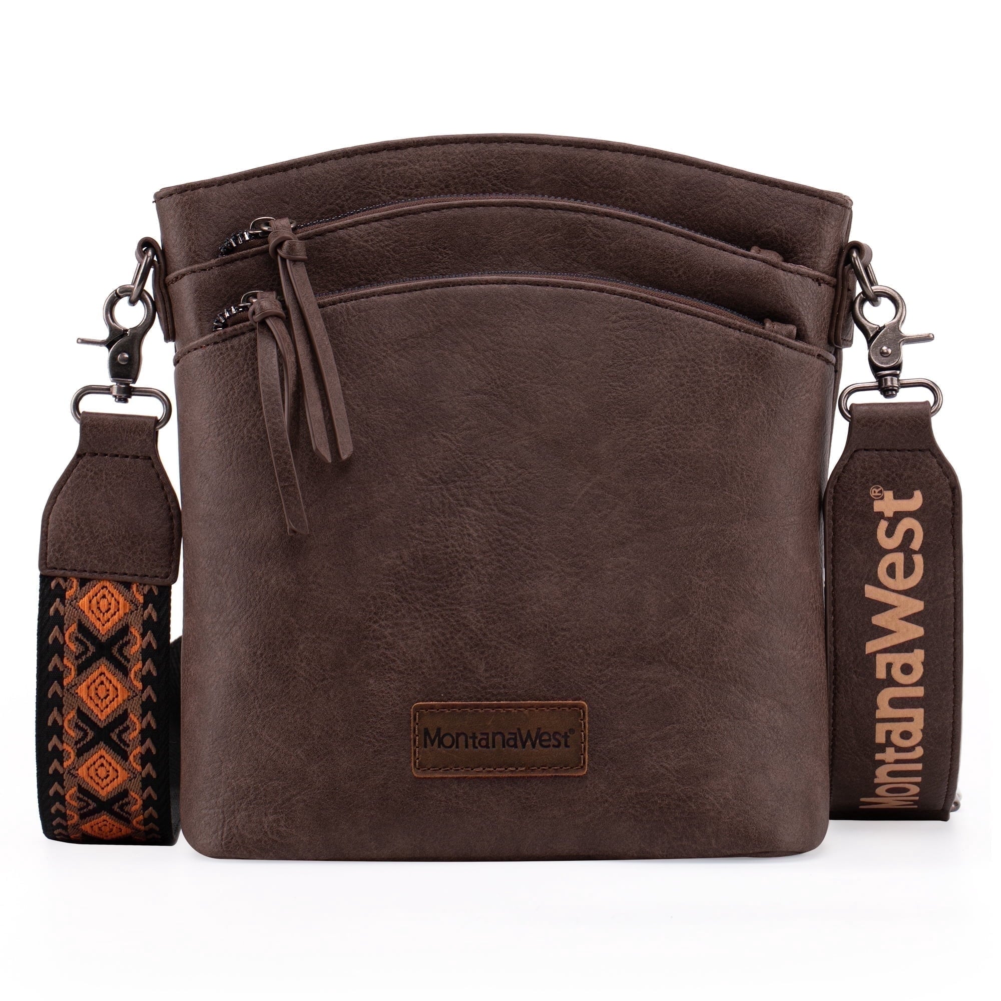 Montana West Multi Zip Pocket Large Crossbody Bag With Guitar Strap