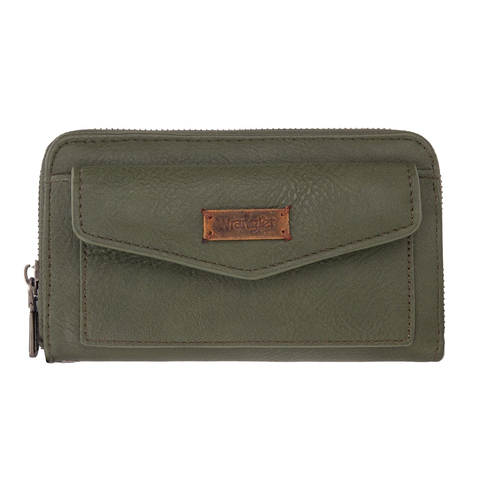 Wrangler Large Capacity Wallets Women with Wristlet and Metal Smooth Zipper