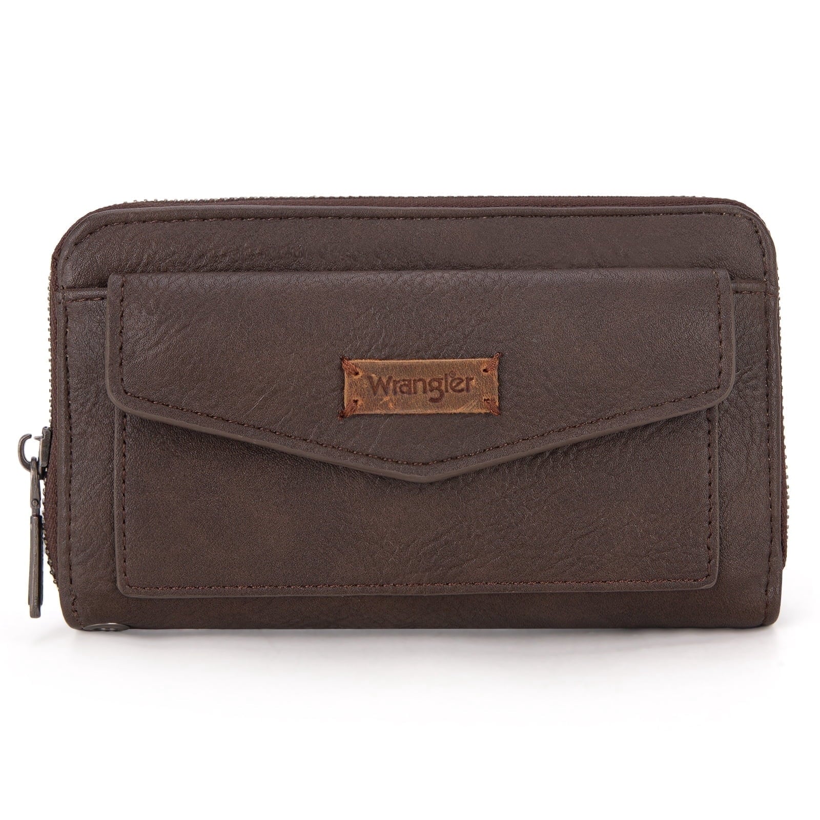Wrangler Large Capacity Wallets Women with Wristlet and Metal Smooth Zipper