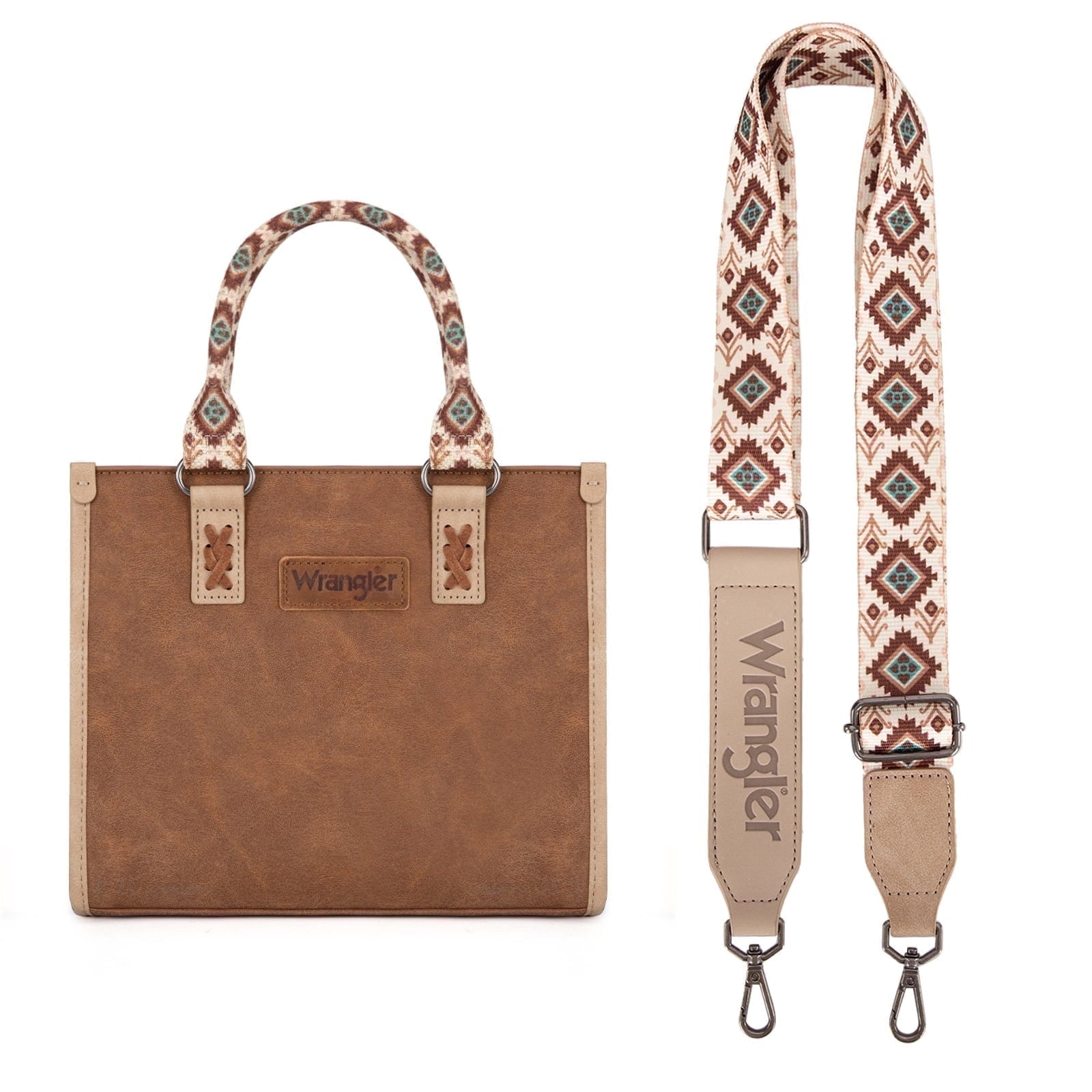 Wrangler Tote Bag for Women Western Retro Purse Top Handle Handbags with Aztec Strap