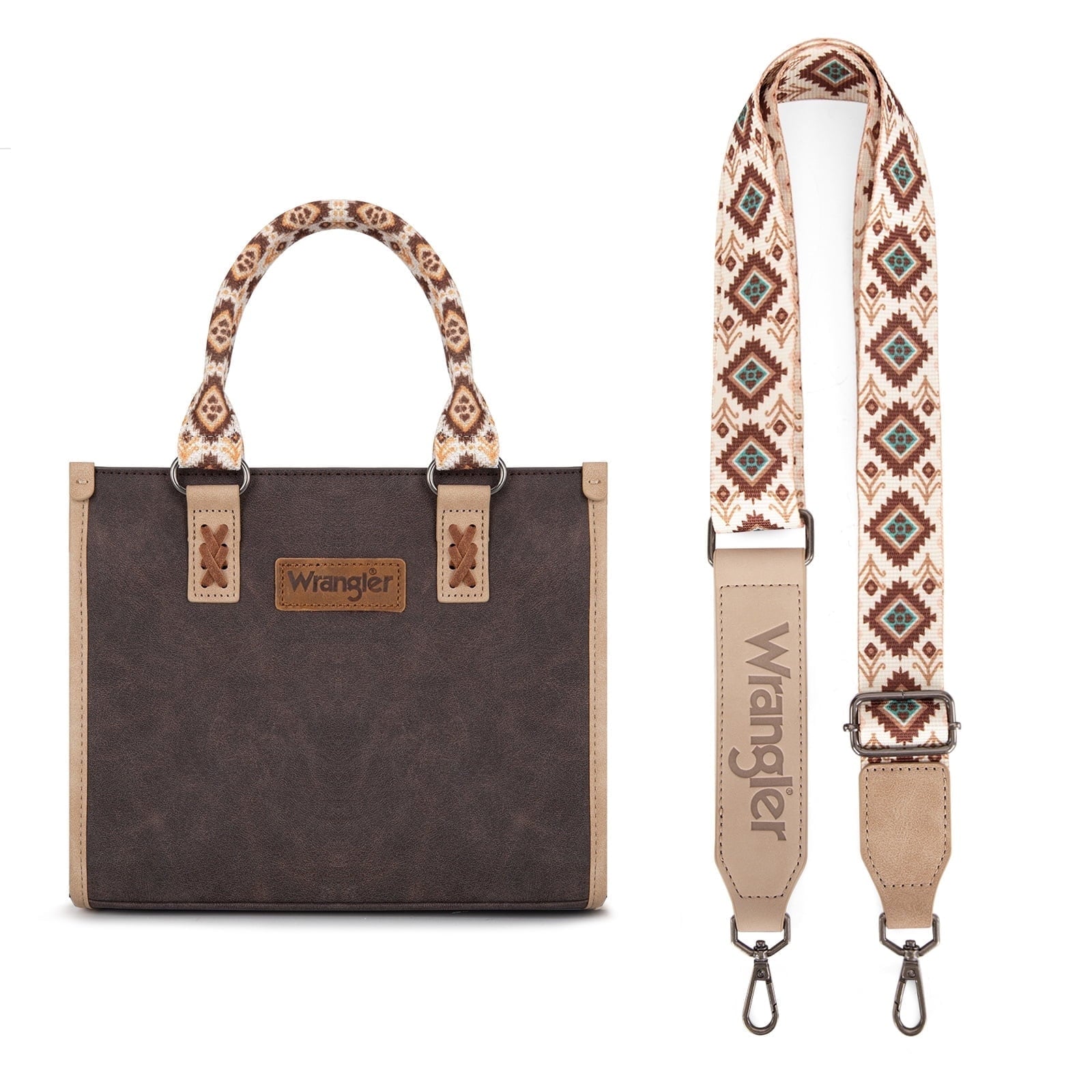 Wrangler Tote Bag for Women Western Retro Purse Top Handle Handbags with Aztec Strap