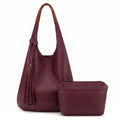 Montana West Slouchy Hobo Bags for Women 2PCS Tassels Handbags Shoulder Bag Set with Comestic Bag