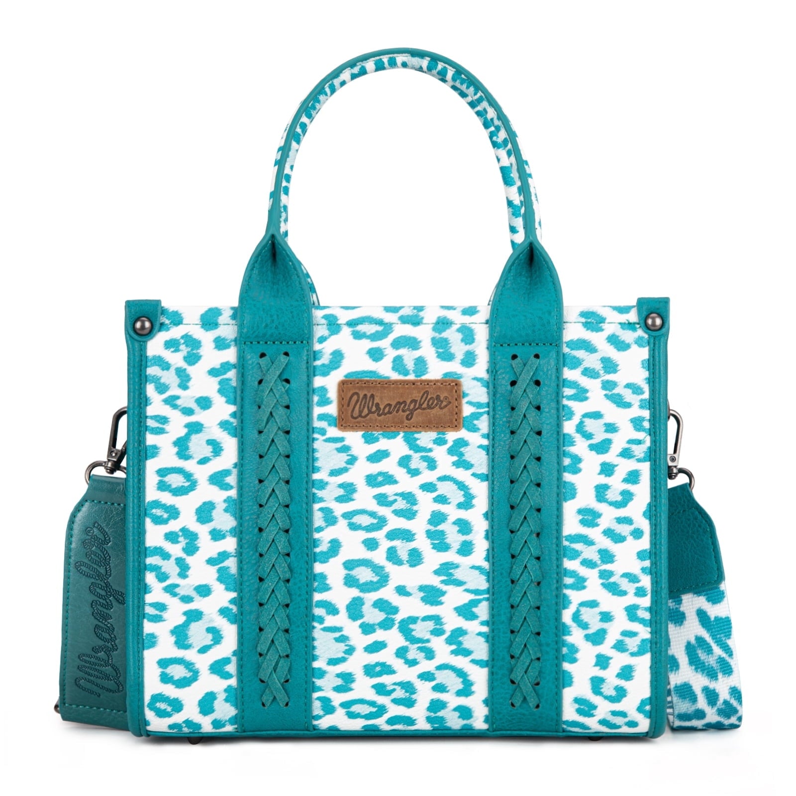 Wrangler Leopard/Cow Print Tote Bag for Women Western Purse Boho Top Handle Satchel Handbag with Signature Strap