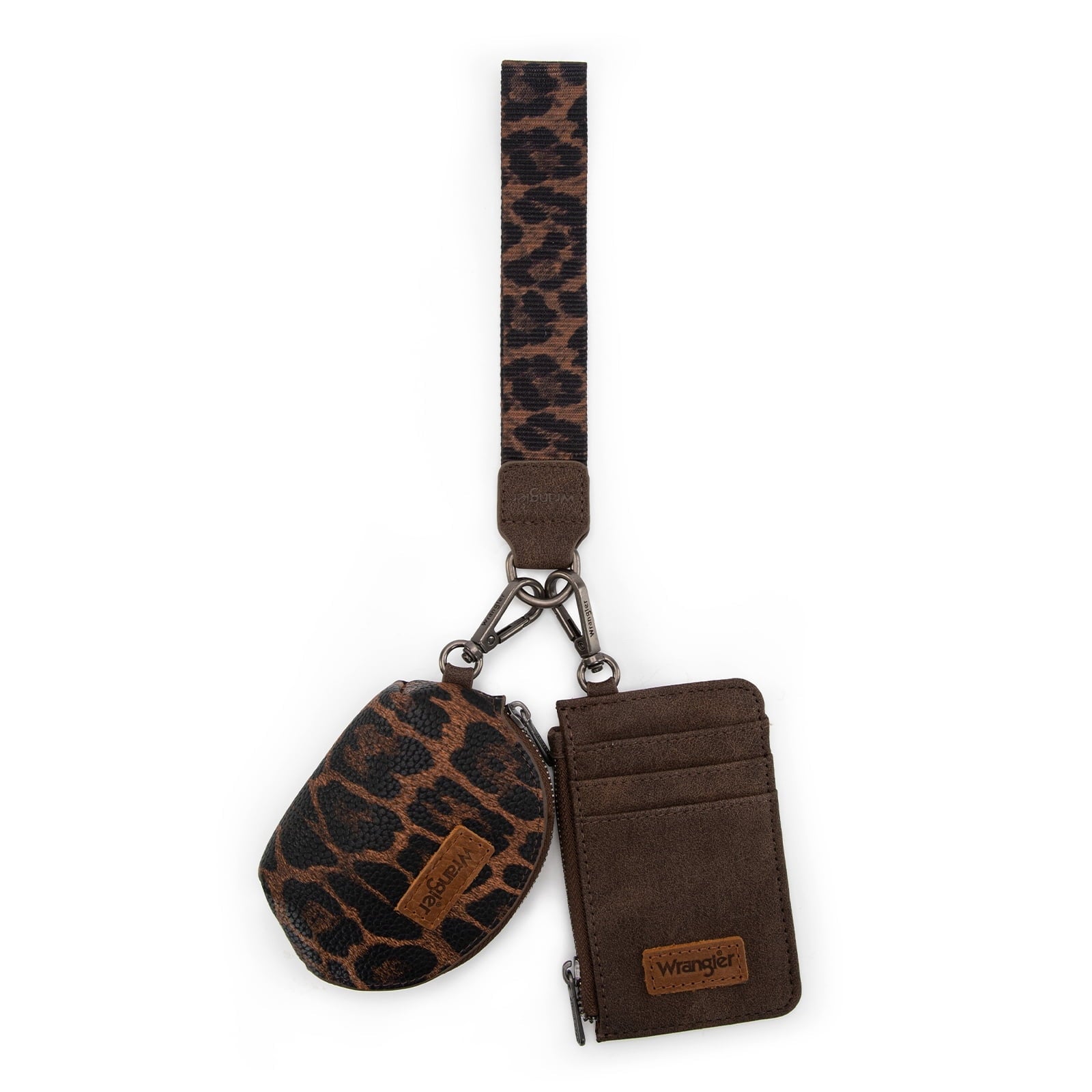 Wrangler Aztec Keychain Wristlet Wallets for Women Western Dual Pouch Wristlet Credit Card Holder Wallet with Zipper Pocket
