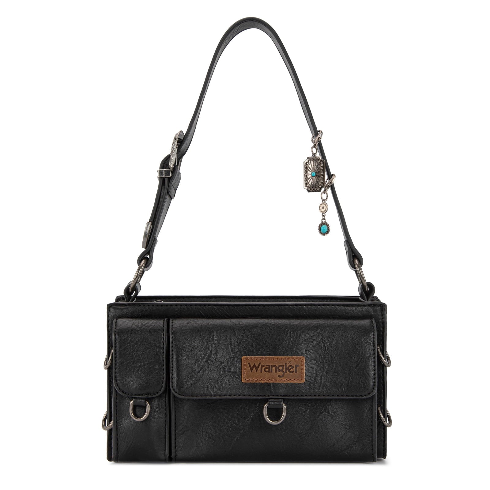 Wrangler Y2K Purse Small Shoulder Bag for Women Stylish Western Design with Detachable Charms Multiple Pockets