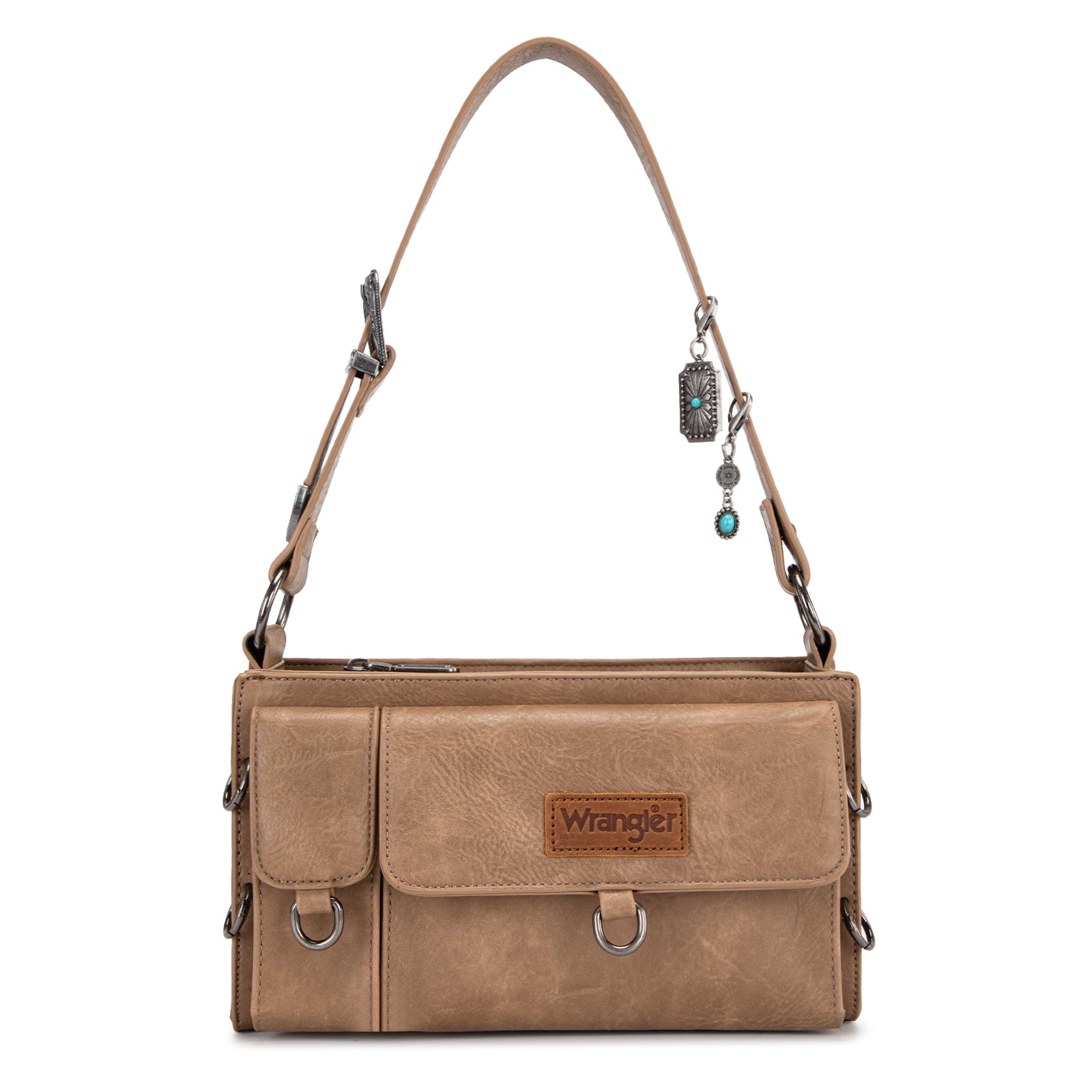 Wrangler Y2K Purse Small Shoulder Bag for Women Stylish Western Design with Detachable Charms Multiple Pockets