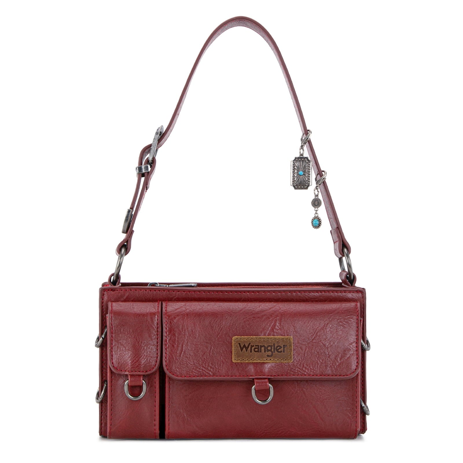 Wrangler Y2K Purse Small Shoulder Bag for Women Stylish Western Design with Detachable Charms Multiple Pockets