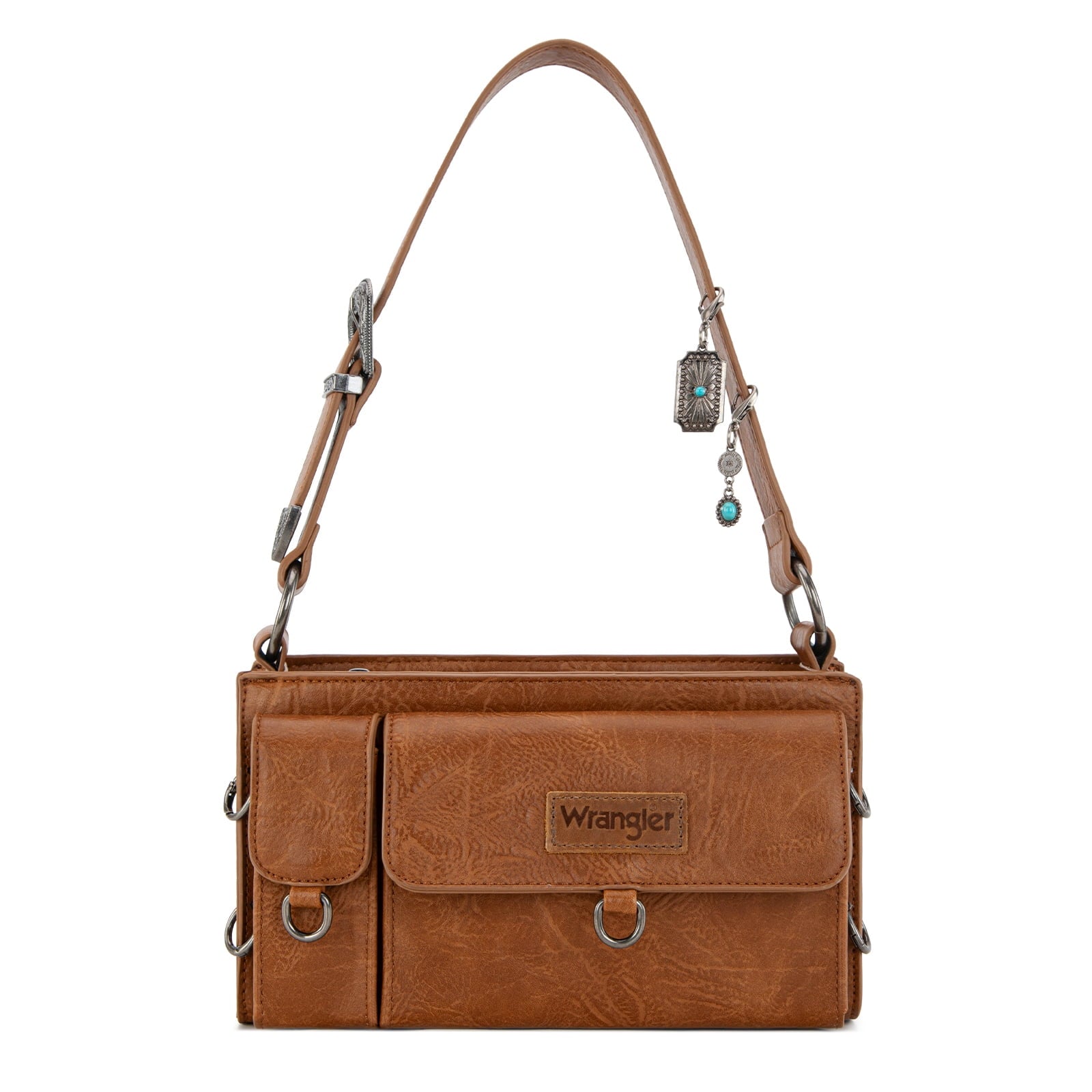 Wrangler Y2K Purse Small Shoulder Bag for Women Stylish Western Design with Detachable Charms Multiple Pockets