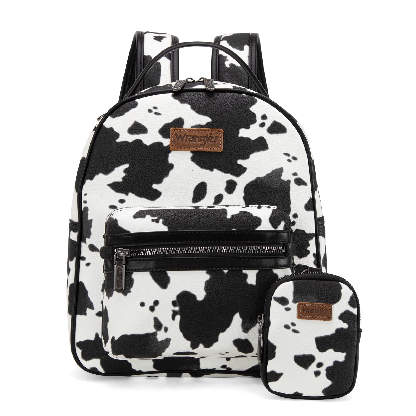 Wrangler Mini Backpack Cute Cow Print Backpack Purse for Women, Allover Cow Print