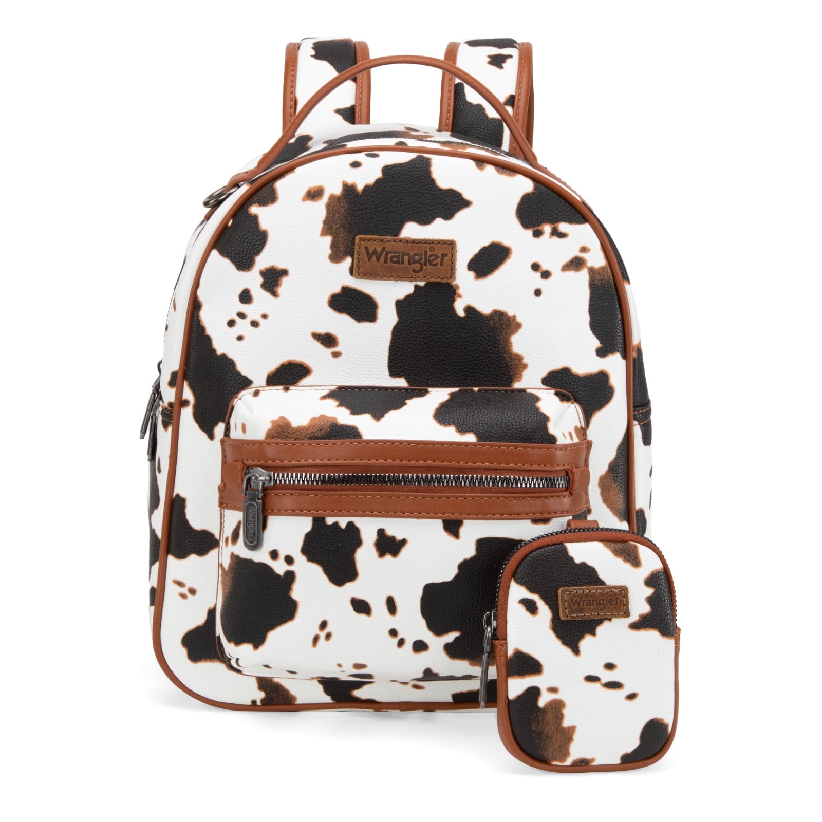 Wrangler Mini Backpack Cute Cow Print Backpack Purse for Women, Allover Cow Print