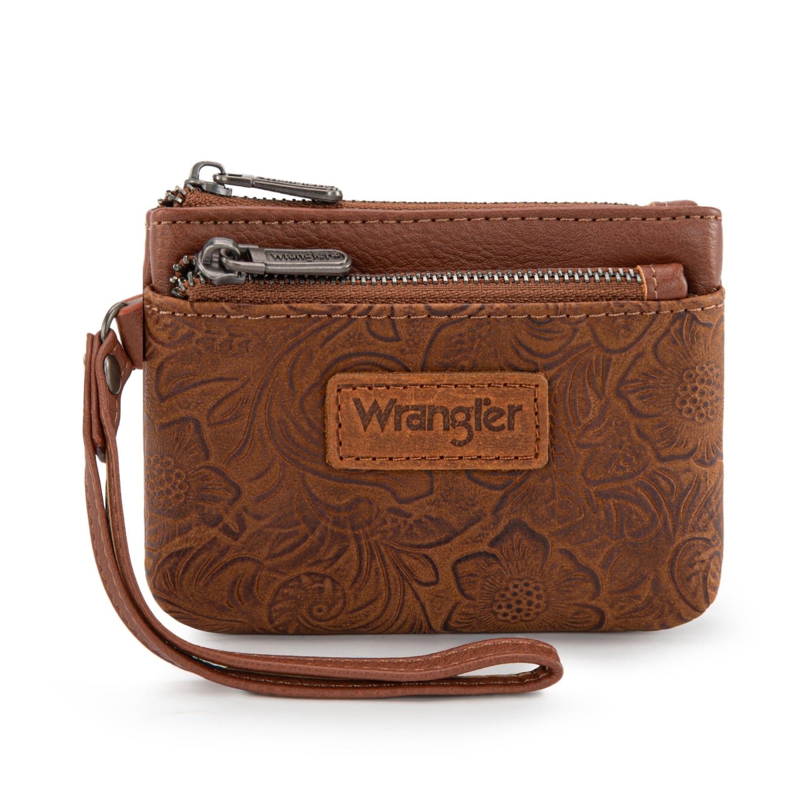 Wrangler Wallet for Women RFID-Blocking Floral Embossed Coin Purse Lightweight Wristlet Wallets