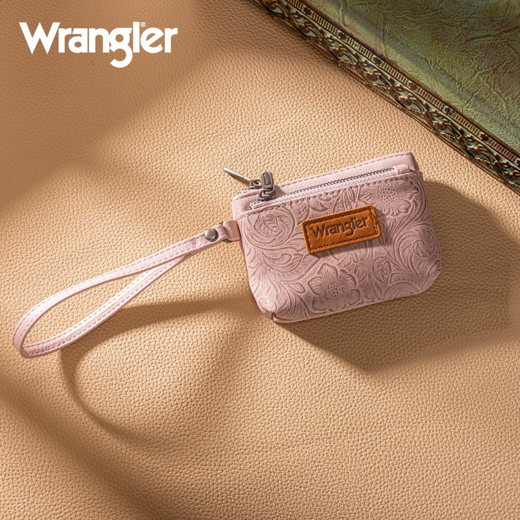 Wrangler Wallet for Women RFID-Blocking Floral Embossed Coin Purse Lightweight Wristlet Wallets