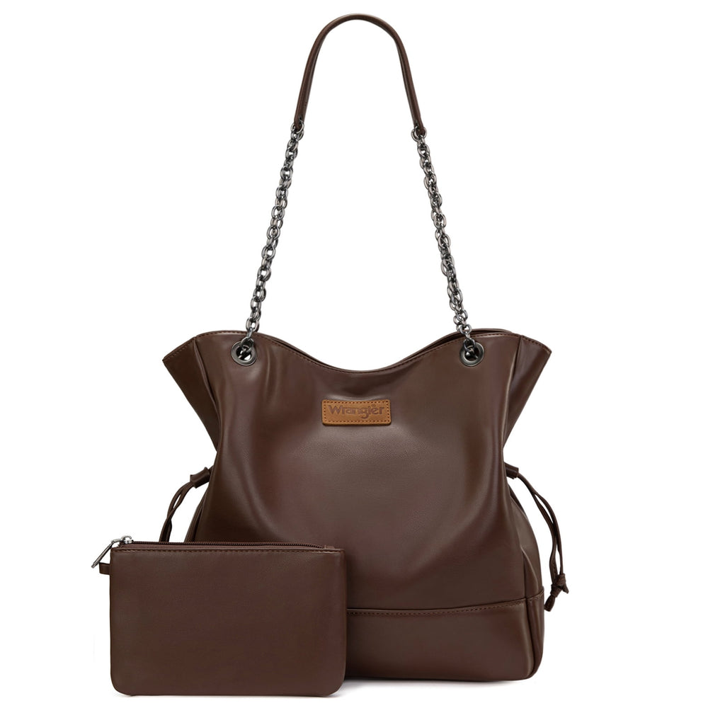 Wrangler Tote Bag for Women 2PCS Purses and Handbags Drawstring Shoulder Bag with Chain Strap