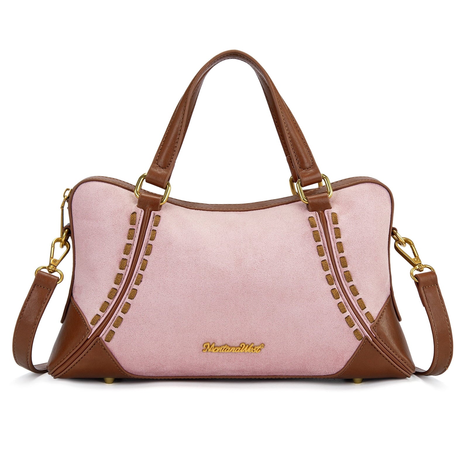 Wrangler Women's Suede Leather Satchel Handbag, Western Style Top-Handle Shoulder Crossbody Bag with Detachable Strap