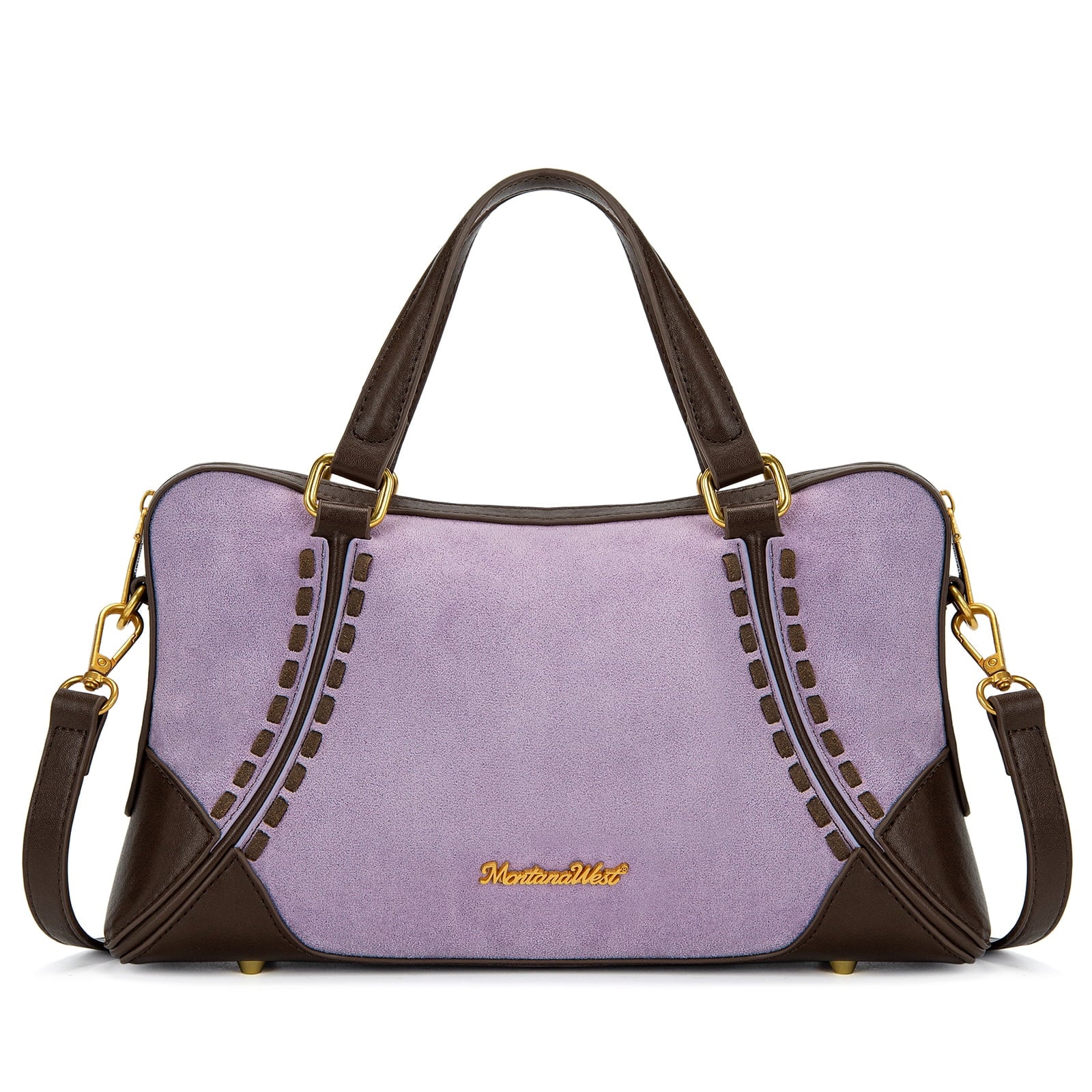 Wrangler Women's Suede Leather Satchel Handbag, Western Style Top-Handle Shoulder Crossbody Bag with Detachable Strap