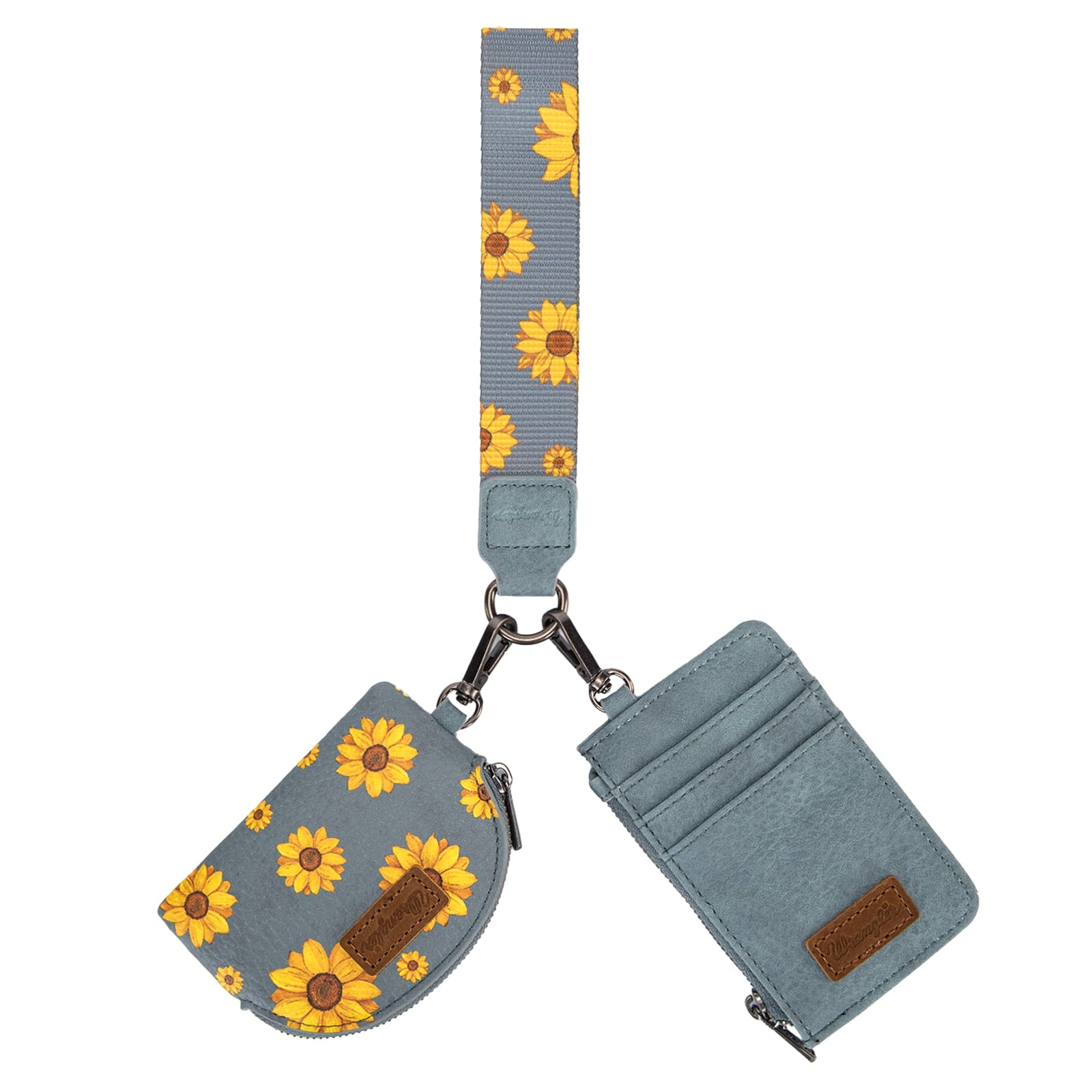 Wrangler KeyChain Wallet Wristlet for Women Dual Pouch RFID Blocking Credit Card Holder Stylish Durable Purse with Keychain Compact