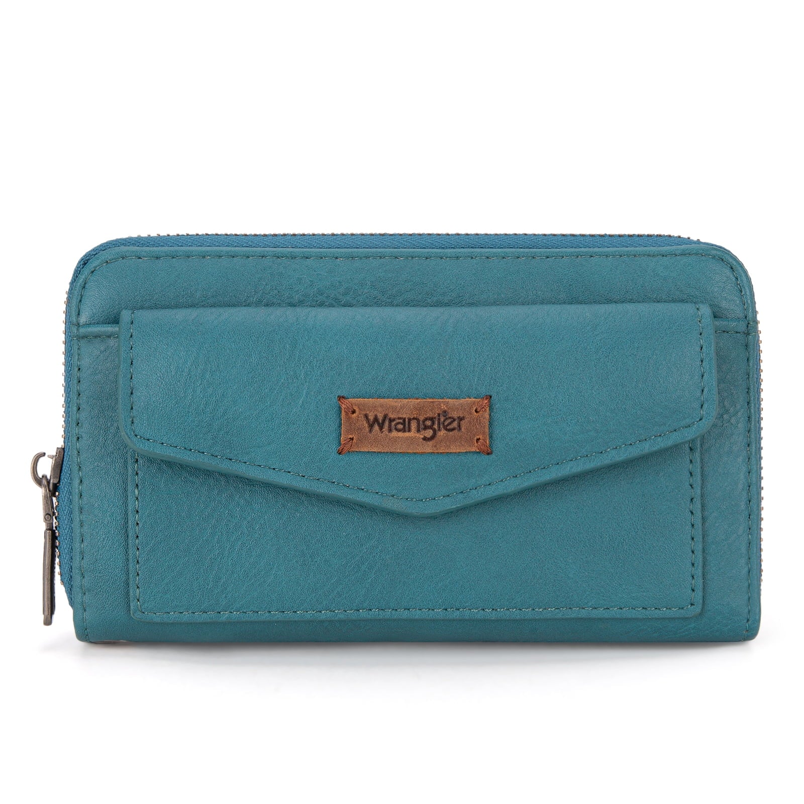 Wrangler Large Capacity Wallets Women with Wristlet and Metal Smooth Zipper