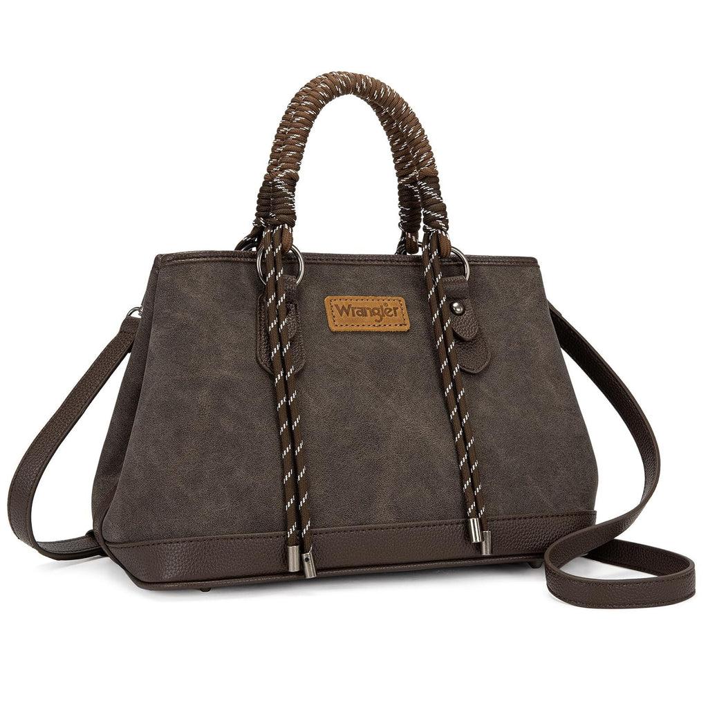 Wrangler Tote Bags for Women Medium Satchel Purse with Designer Braided Rope Top Handle