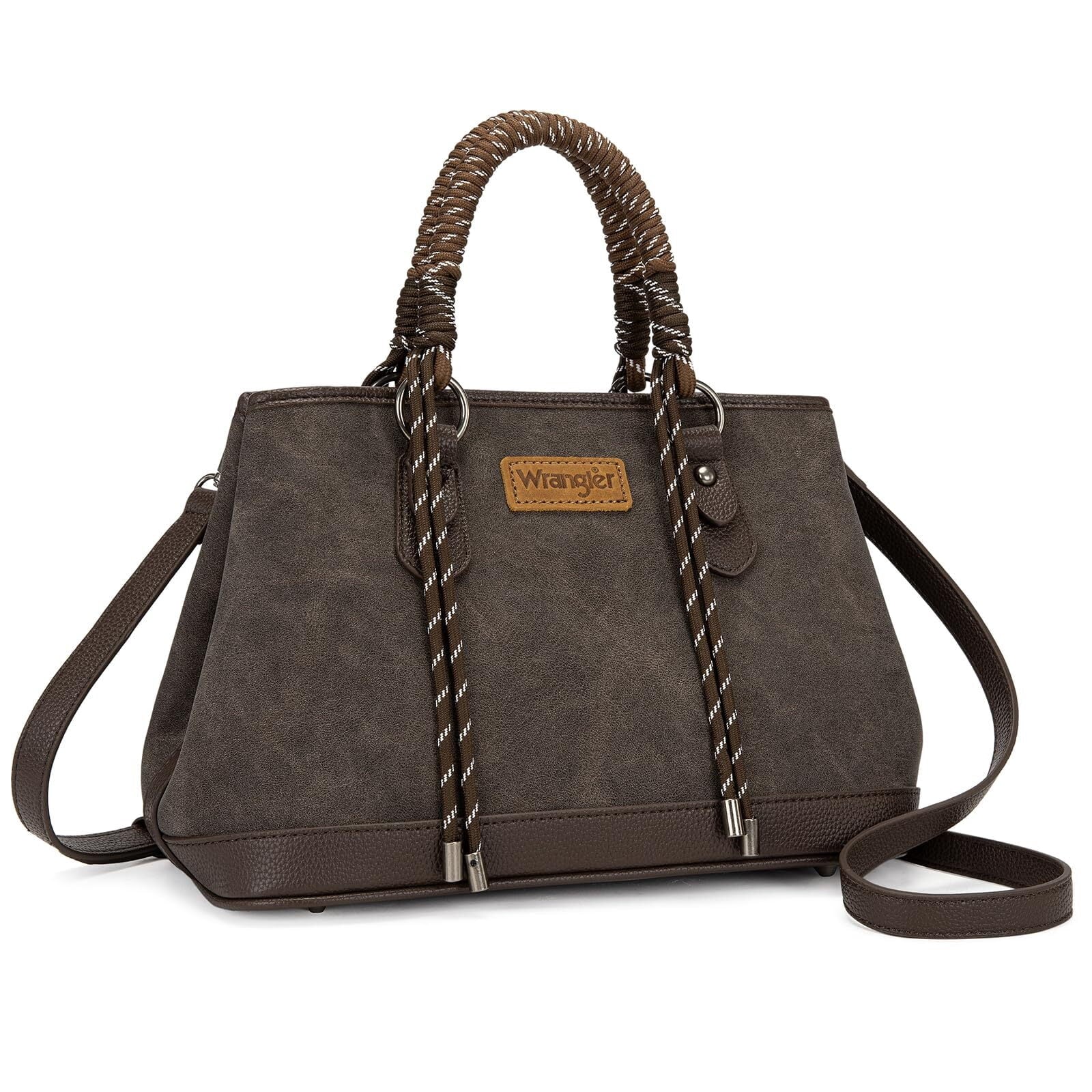 Wrangler Tote Bags for Women Medium Satchel Purse with Designer Braided Rope Top Handle