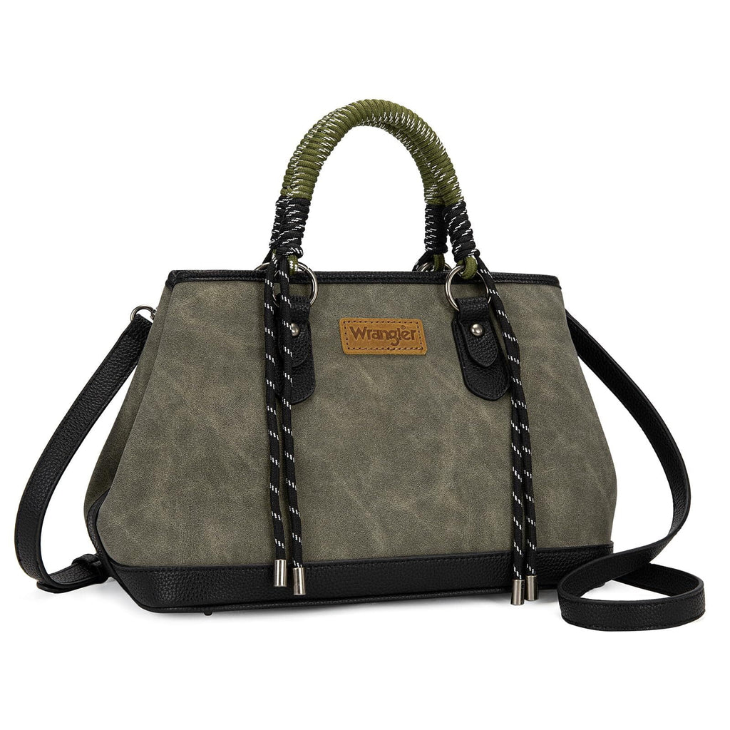 Wrangler Tote Bags for Women Medium Satchel Purse with Designer Braided Rope Top Handle