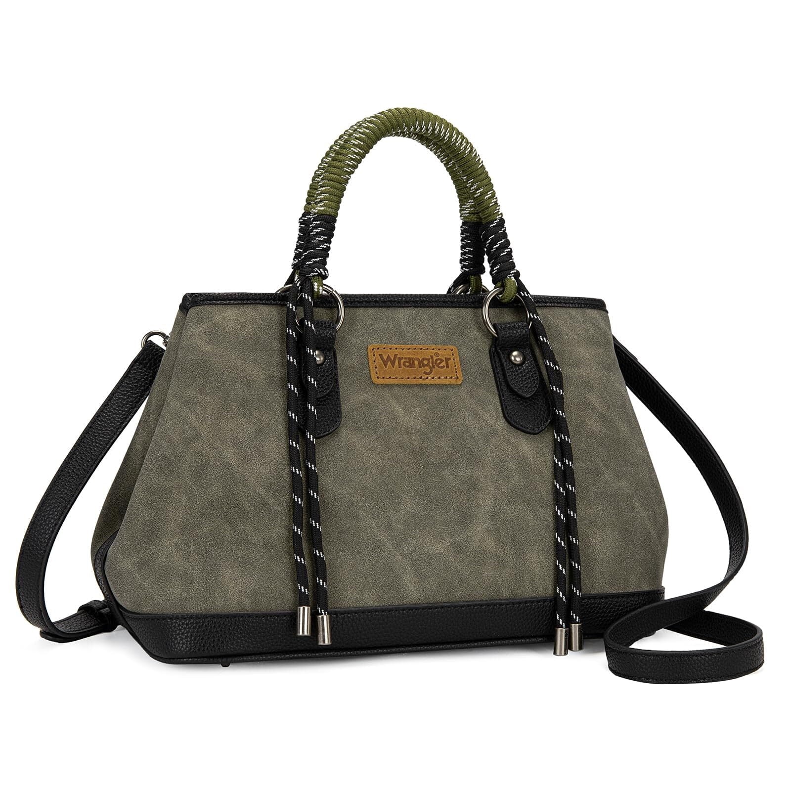 Wrangler Tote Bags for Women Medium Satchel Purse with Designer Braided Rope Top Handle