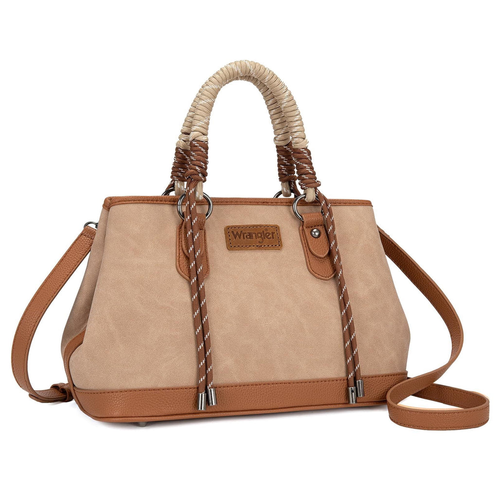 Wrangler Tote Bags for Women Medium Satchel Purse with Designer Braided Rope Top Handle