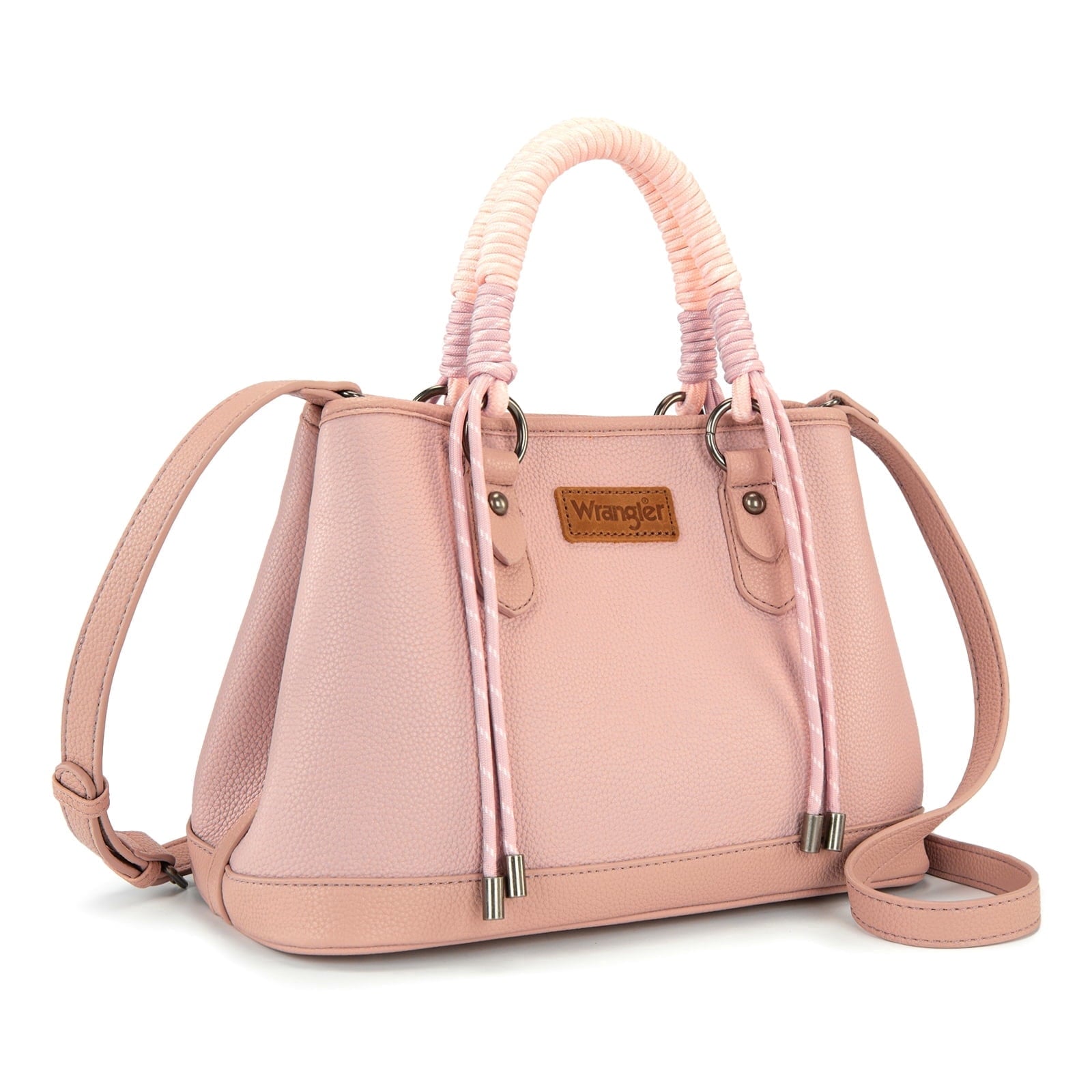 Wrangler Tote Bags for Women Medium Satchel Purse with Designer Braided Rope Top Handle