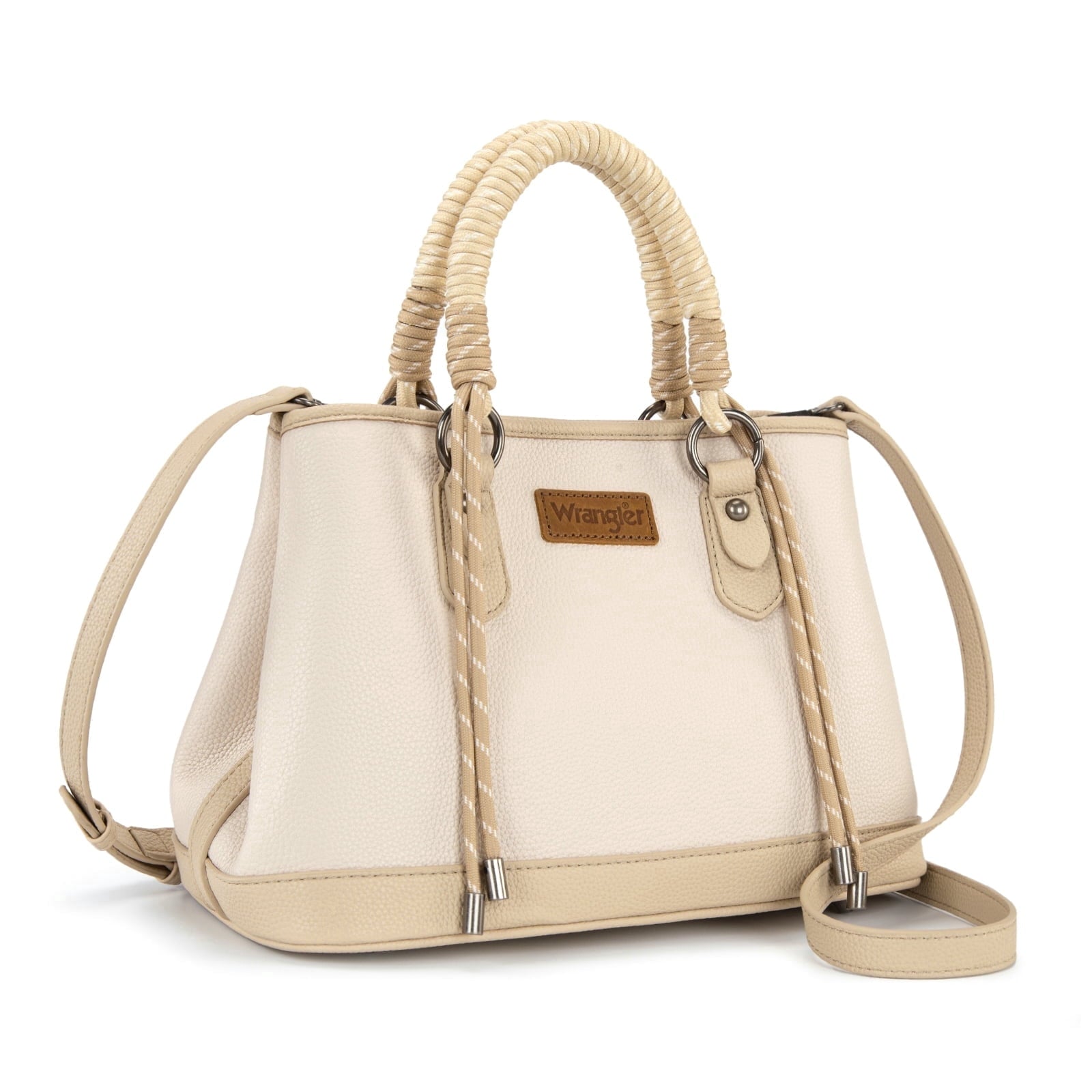Wrangler Tote Bags for Women Medium Satchel Purse with Designer Braided Rope Top Handle