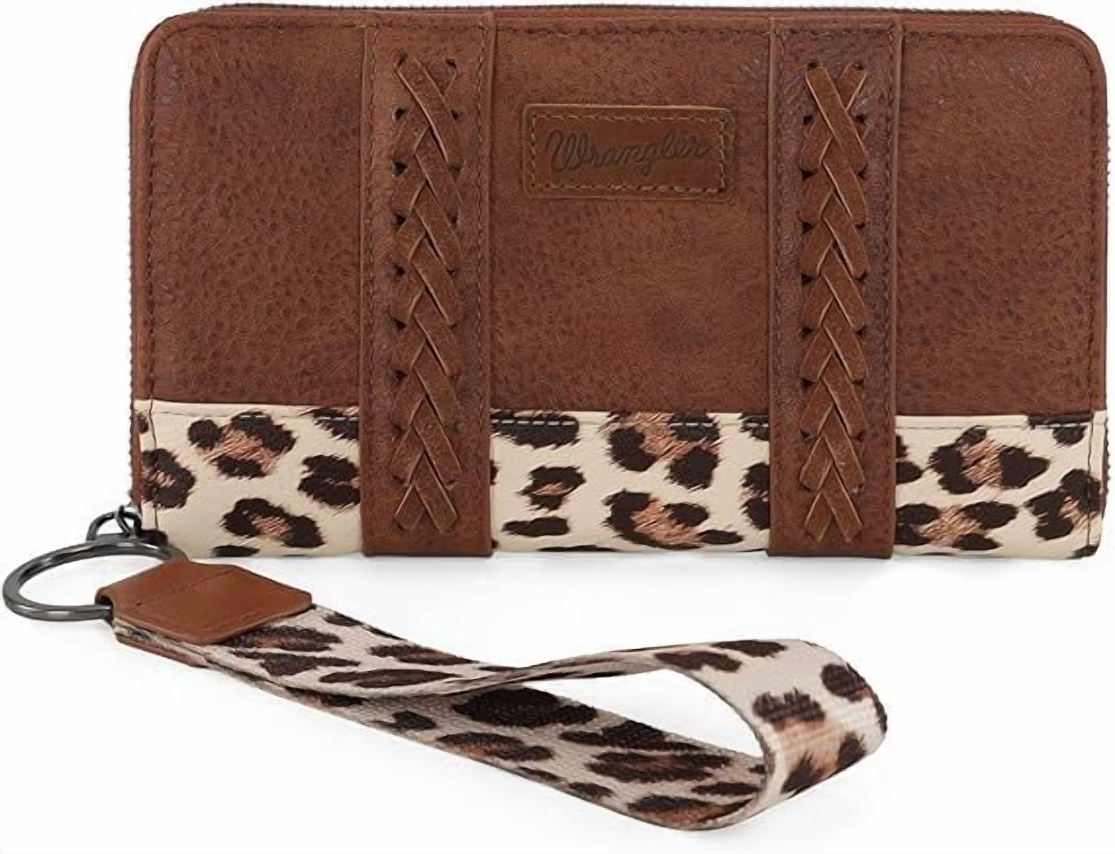 Wrangler Women's Boho Aztec Wristlet Wallet - Stylish Western Credit Card Holder, Tan