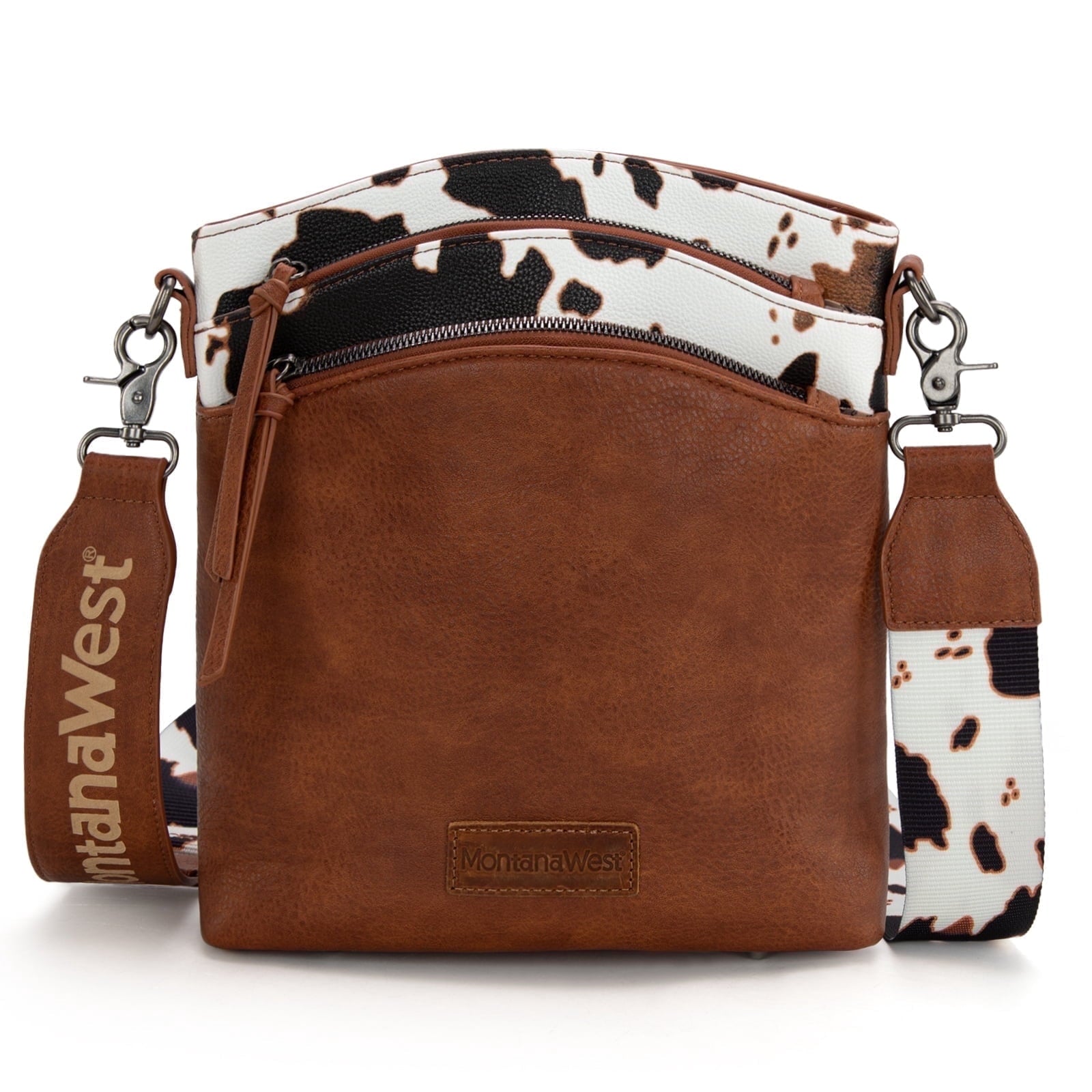 Montana West Multi Zip Pocket Large Crossbody Bag With Guitar Strap