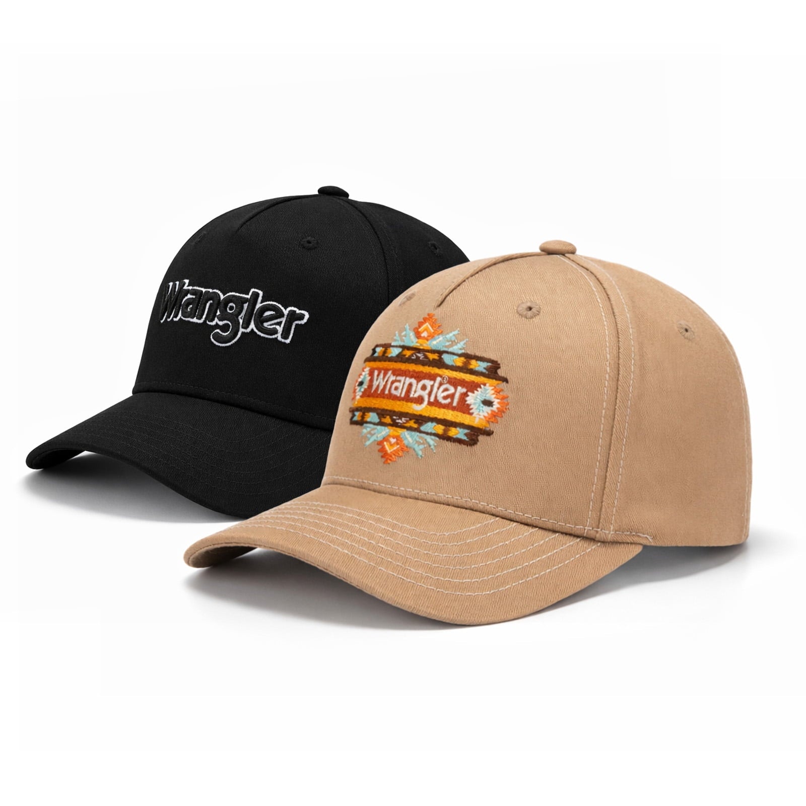 Wrangler Hat Set Unisex 2-Piece Trucker Hat for Men and Women Breathable Mesh Baseball Cap Structured 7-Panel Adjustable Snapback Outdoor Casual Fashion