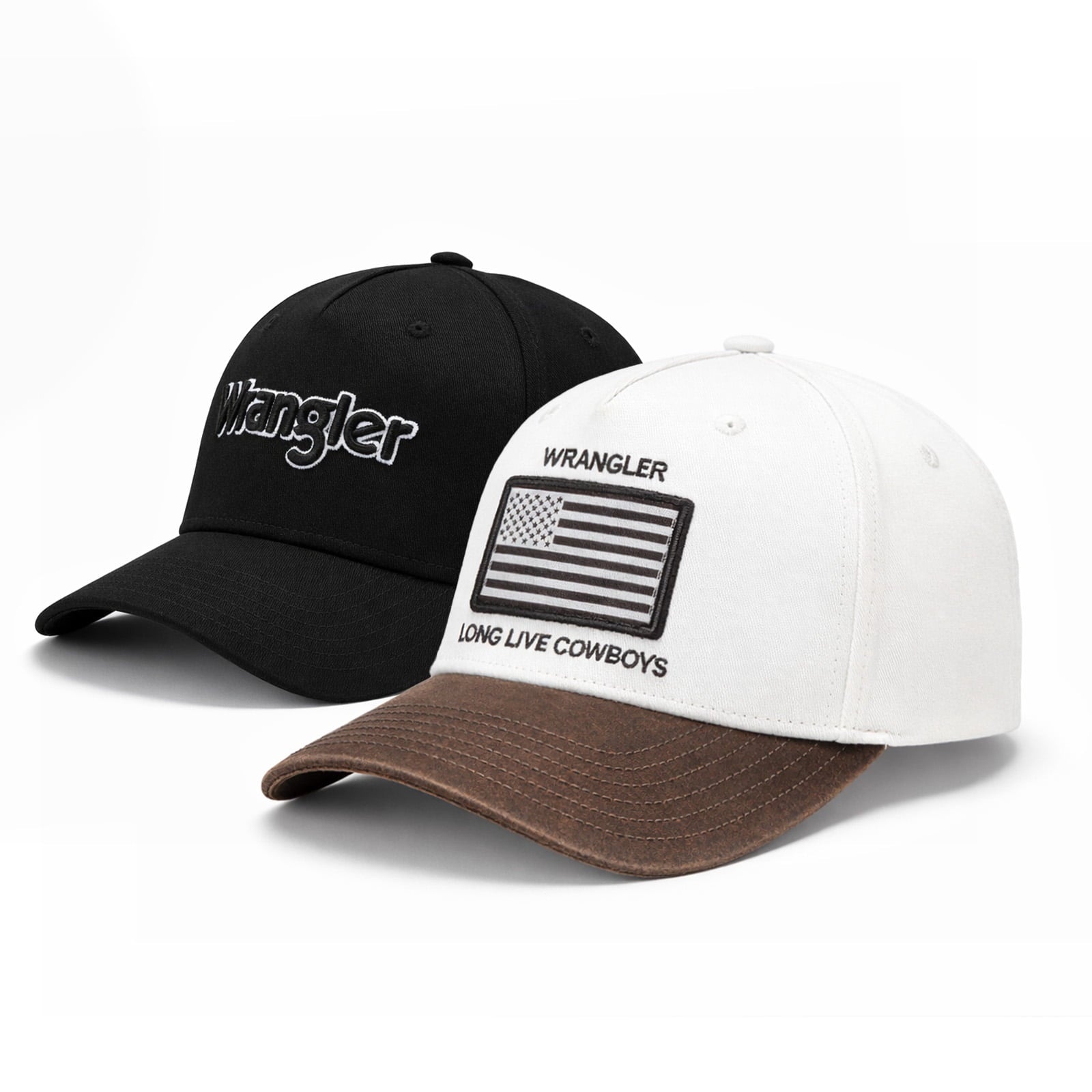 Wrangler Hat Set Unisex 2-Piece Trucker Hat for Men and Women Breathable Mesh Baseball Cap Structured 7-Panel Adjustable Snapback Outdoor Casual Fashion
