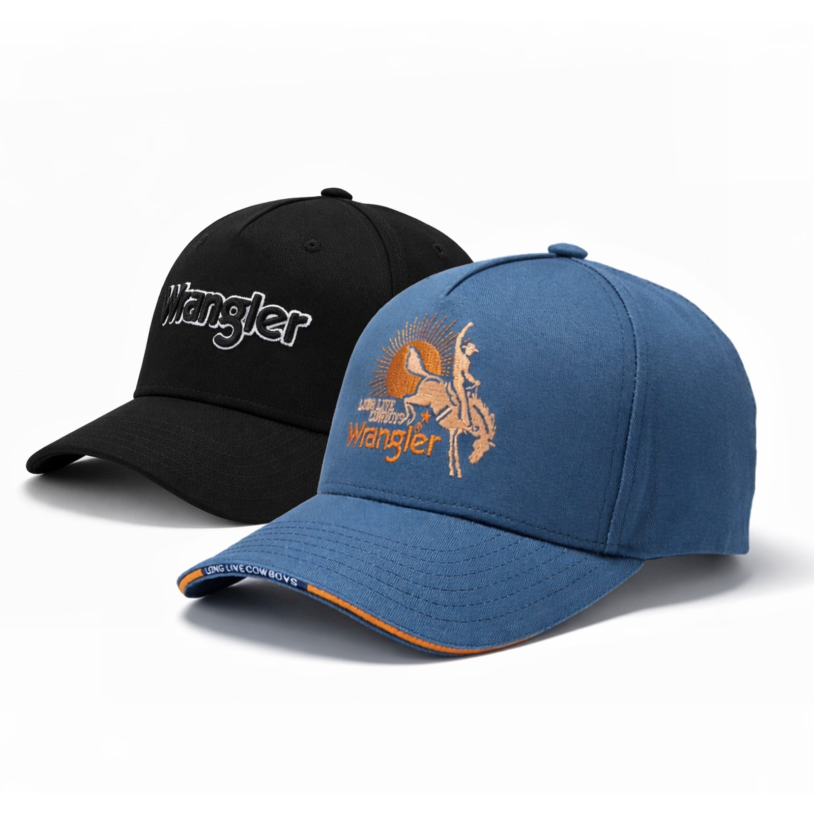 Wrangler Hat Set Unisex 2-Piece Trucker Hat for Men and Women Breathable Mesh Baseball Cap Structured 7-Panel Adjustable Snapback Outdoor Casual Fashion