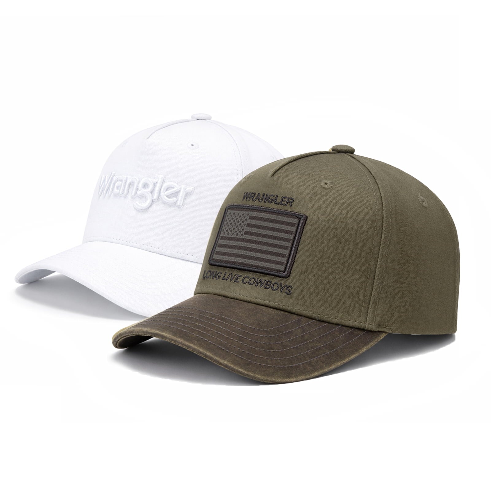 Wrangler Hat Set Unisex 2-Piece Trucker Hat for Men and Women Breathable Mesh Baseball Cap Structured 7-Panel Adjustable Snapback Outdoor Casual Fashion